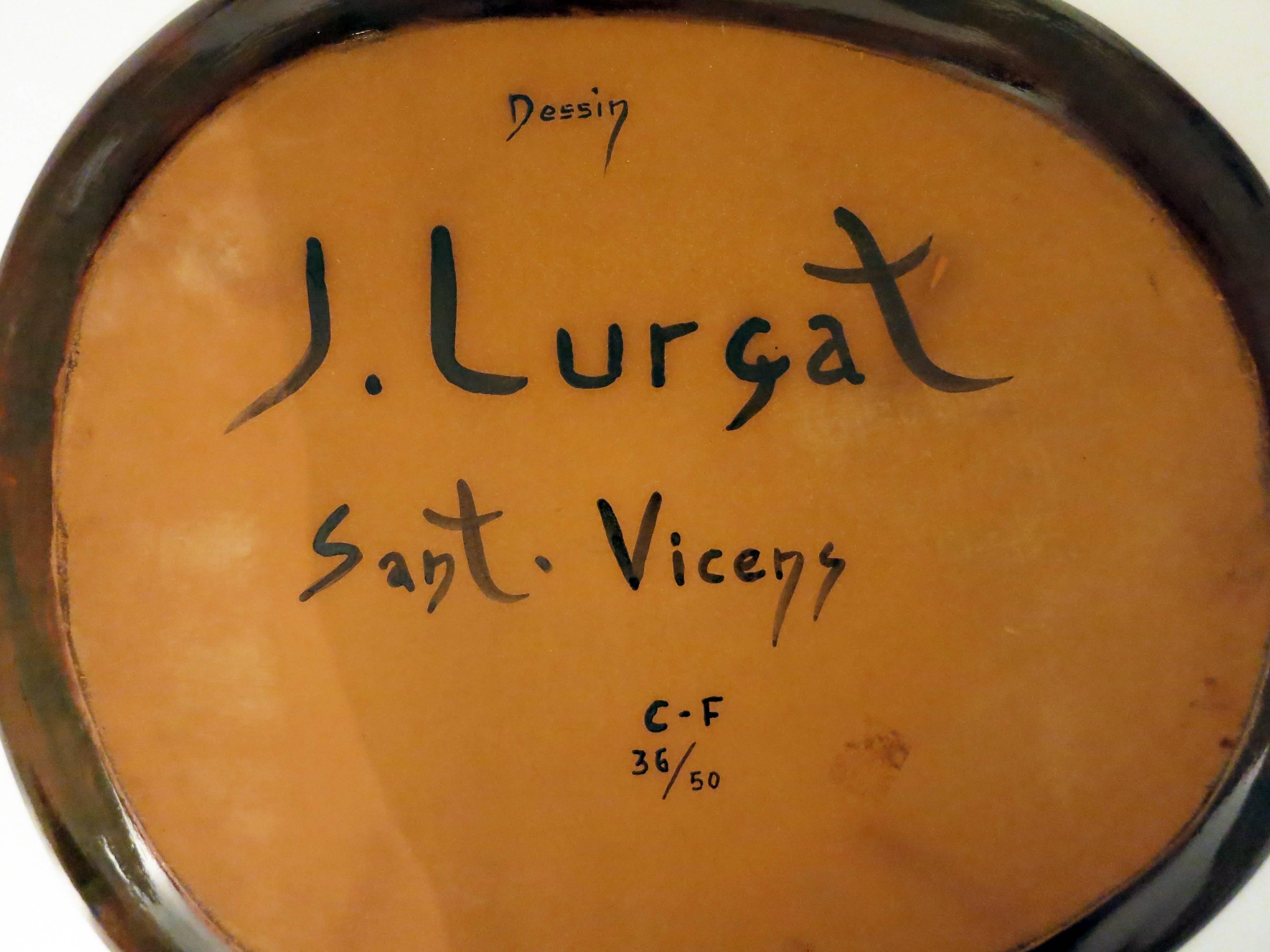 Glazed Jean Lurcat Huge Ceramic Dish, 1950s For Sale