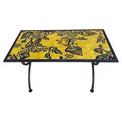 Jean Lurçat in Saint-Vincent Wrought iron coffee table ceramic tiles 1950