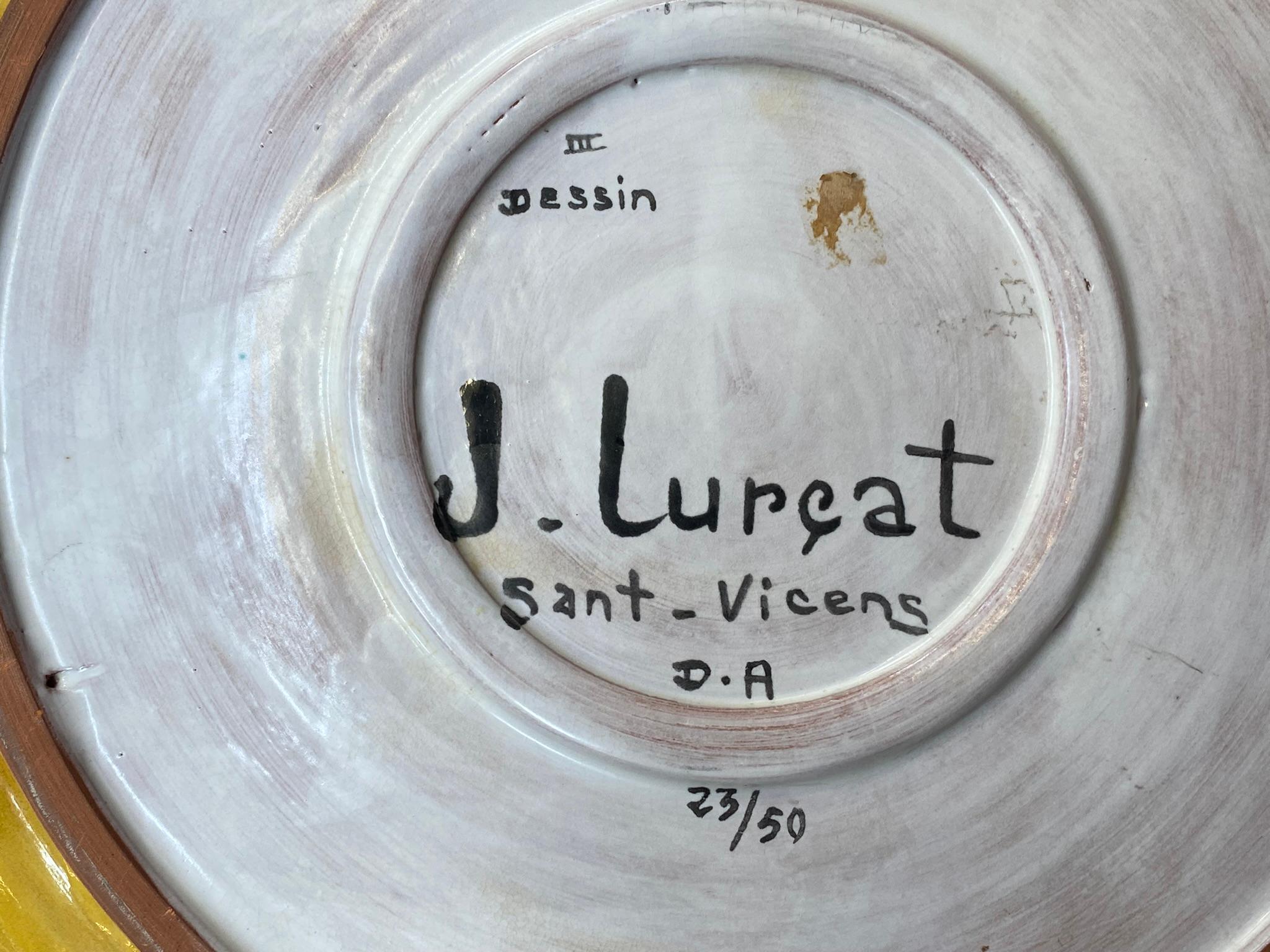 Céramique Jean Lurçat, grand plat en céramique, Sant Vicens, vers 1960 en vente