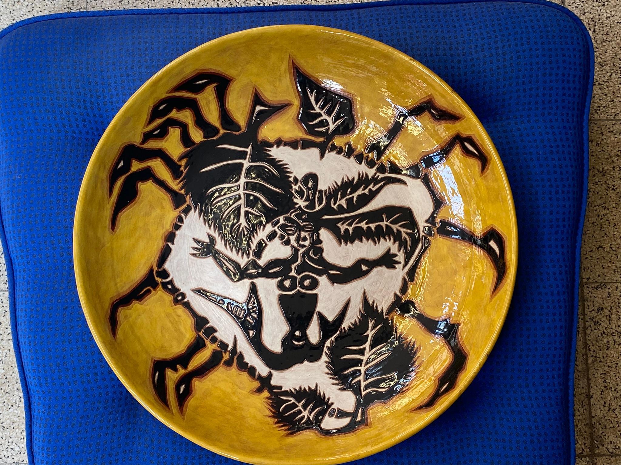 Mid-Century moderno Jean Lurçat, Grande piatto in ceramica, Sant Vicens, circa 1960 in vendita