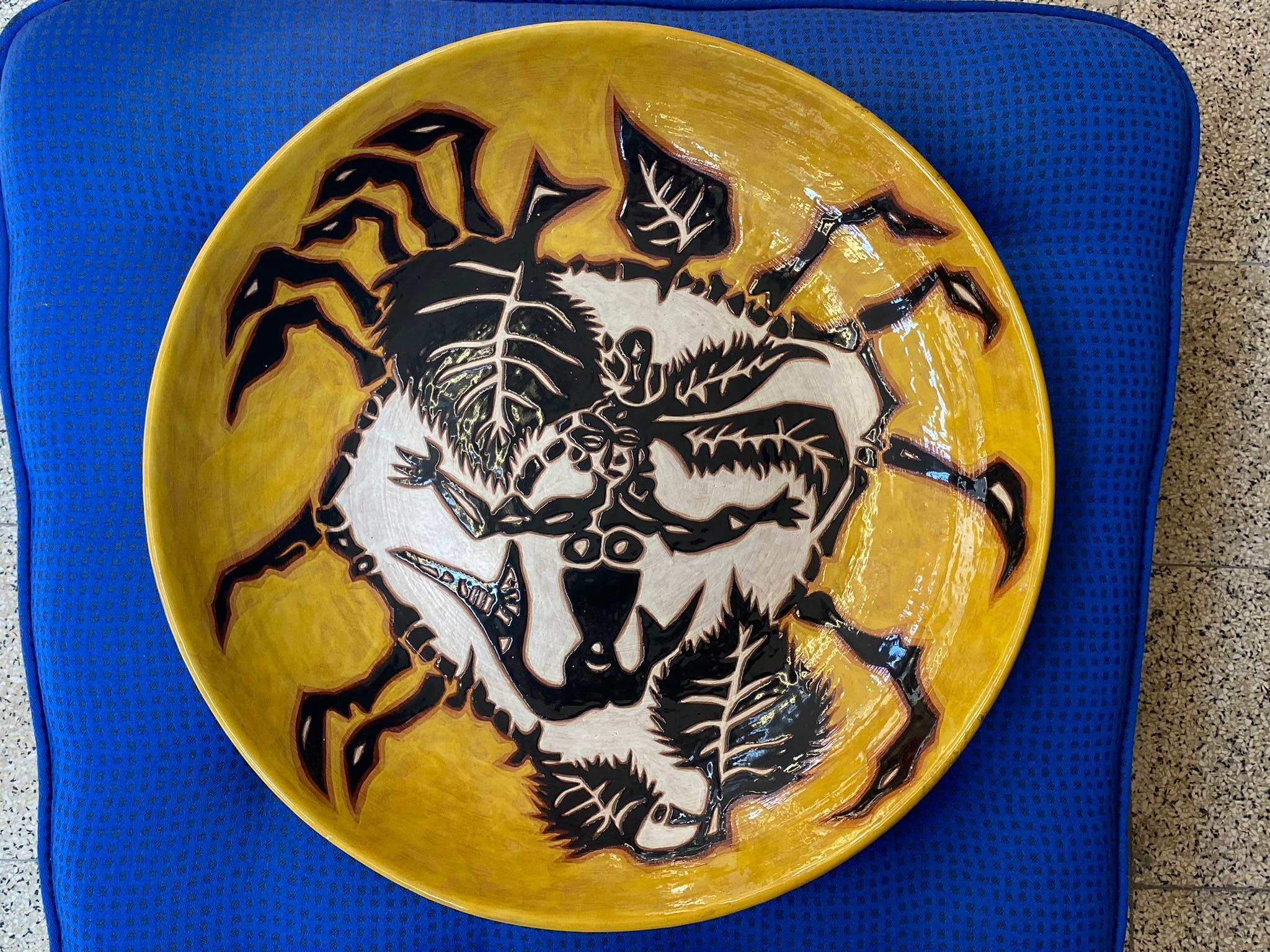 Ceramica Jean Lurçat, Grande piatto in ceramica, Sant Vicens, circa 1960 in vendita