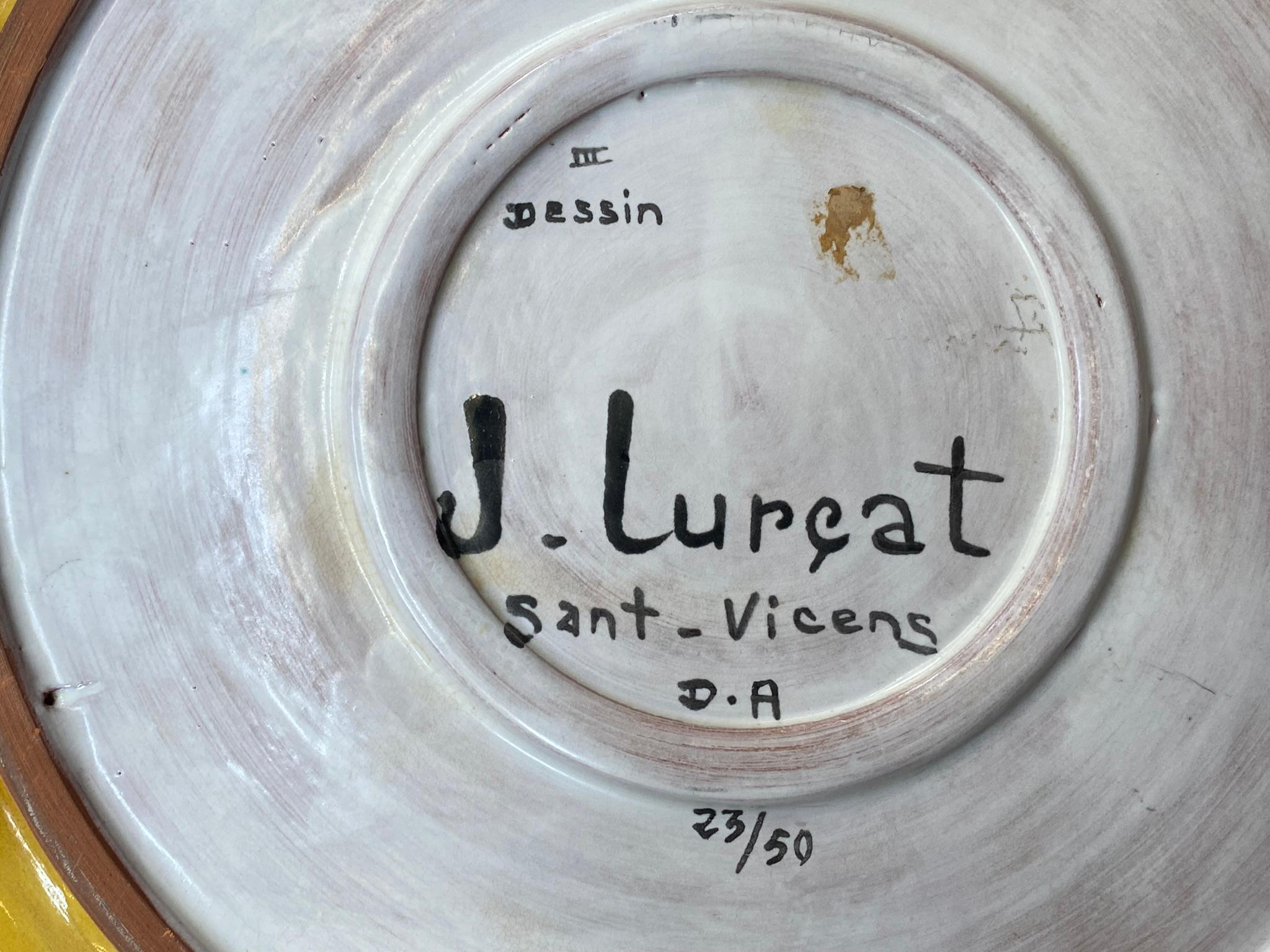 Milieu du XXe siècle Jean Lurçat, grand plat en céramique, Sant Vicens, vers 1960 en vente