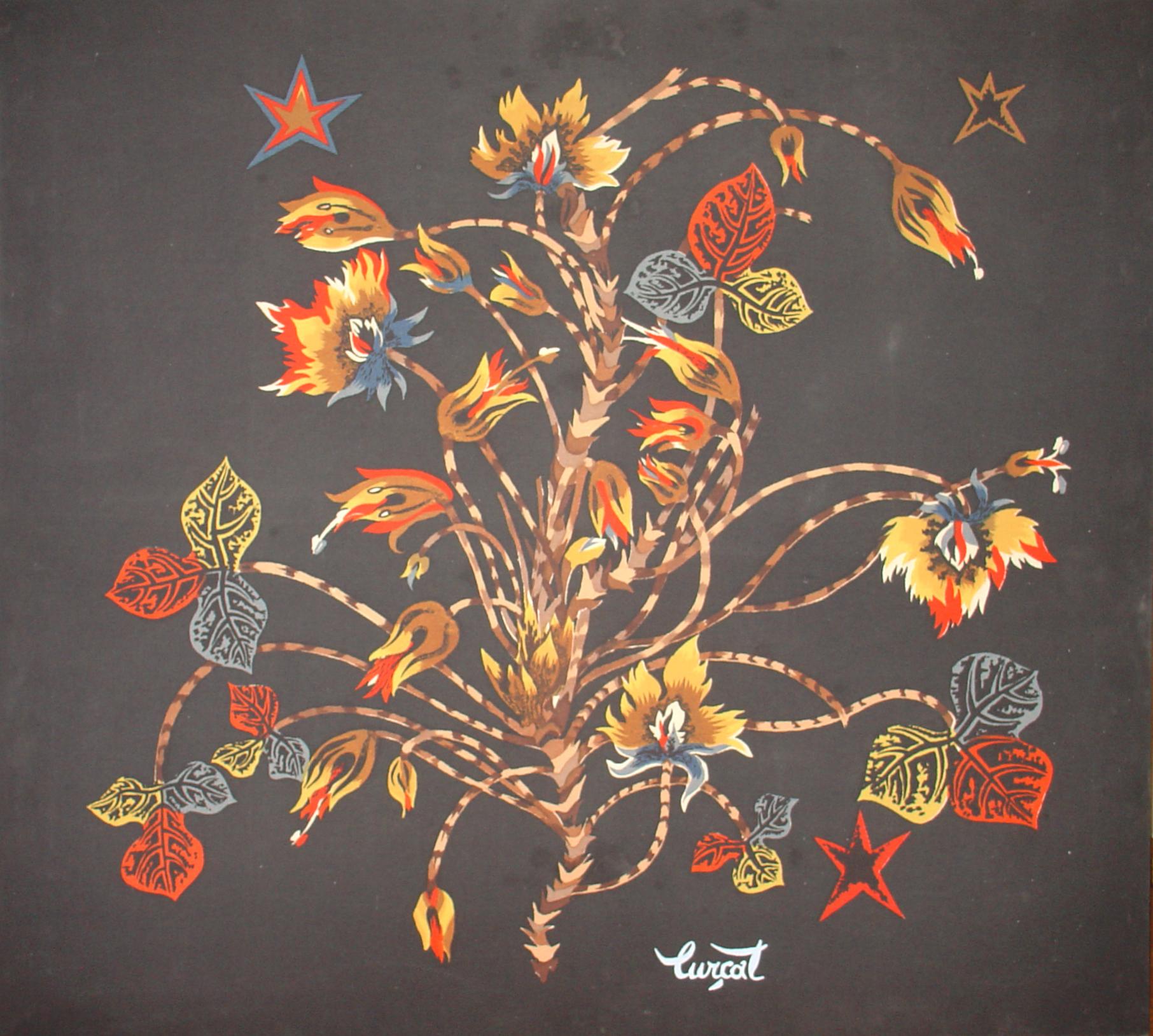 TAPESTRY DE FLOWERS - Mixed Media Art de Jean Lurcat