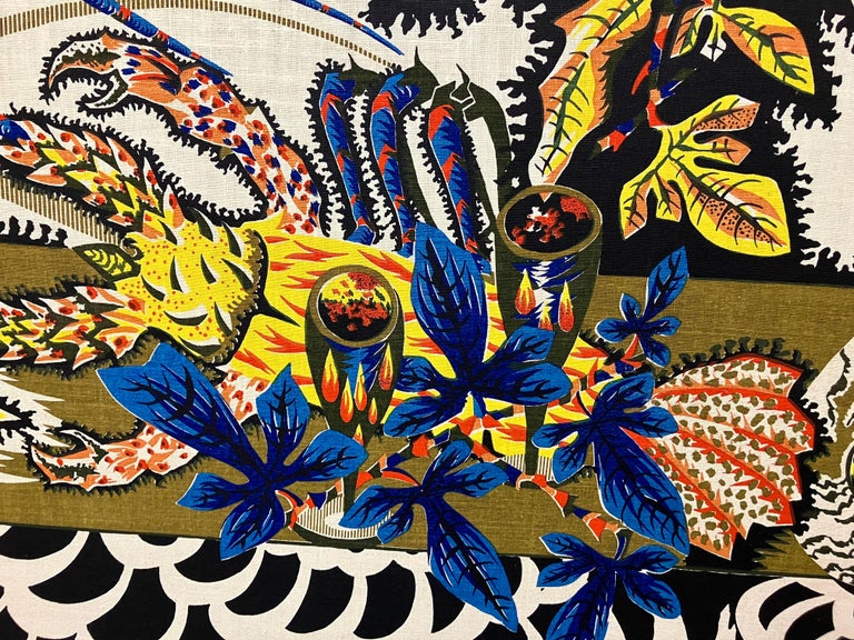 Mid-Century Modern Jean Lurcat Printed Linen Tapestry 