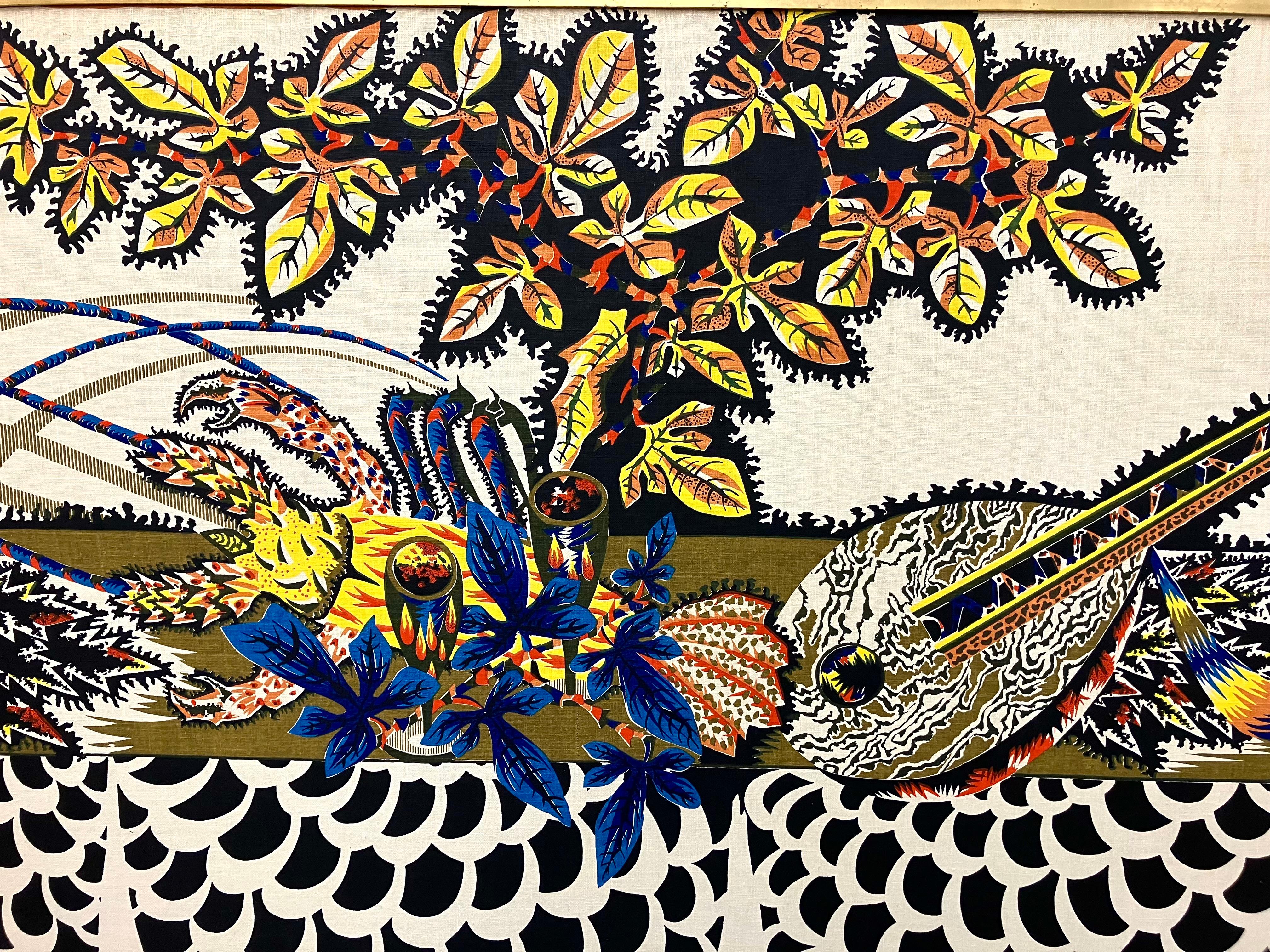 Mid-Century Modern Jean Lurcat Printed Linen Tapestry 
