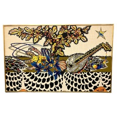 Retro Jean Lurcat Printed Linen Tapestry "Le Table"