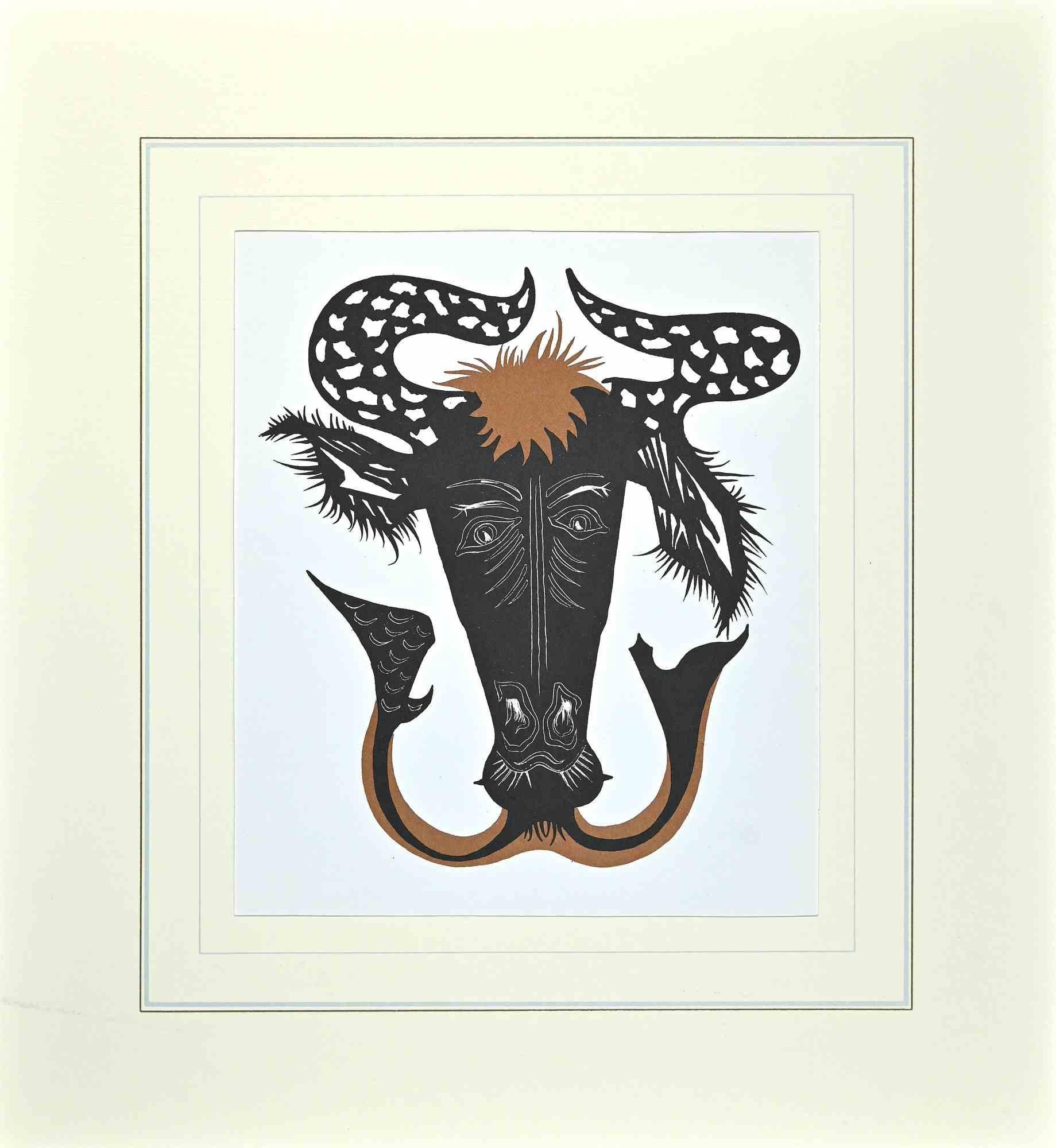 Bull - Original Lithograph By Jean Lurçat - Mid-20th Century