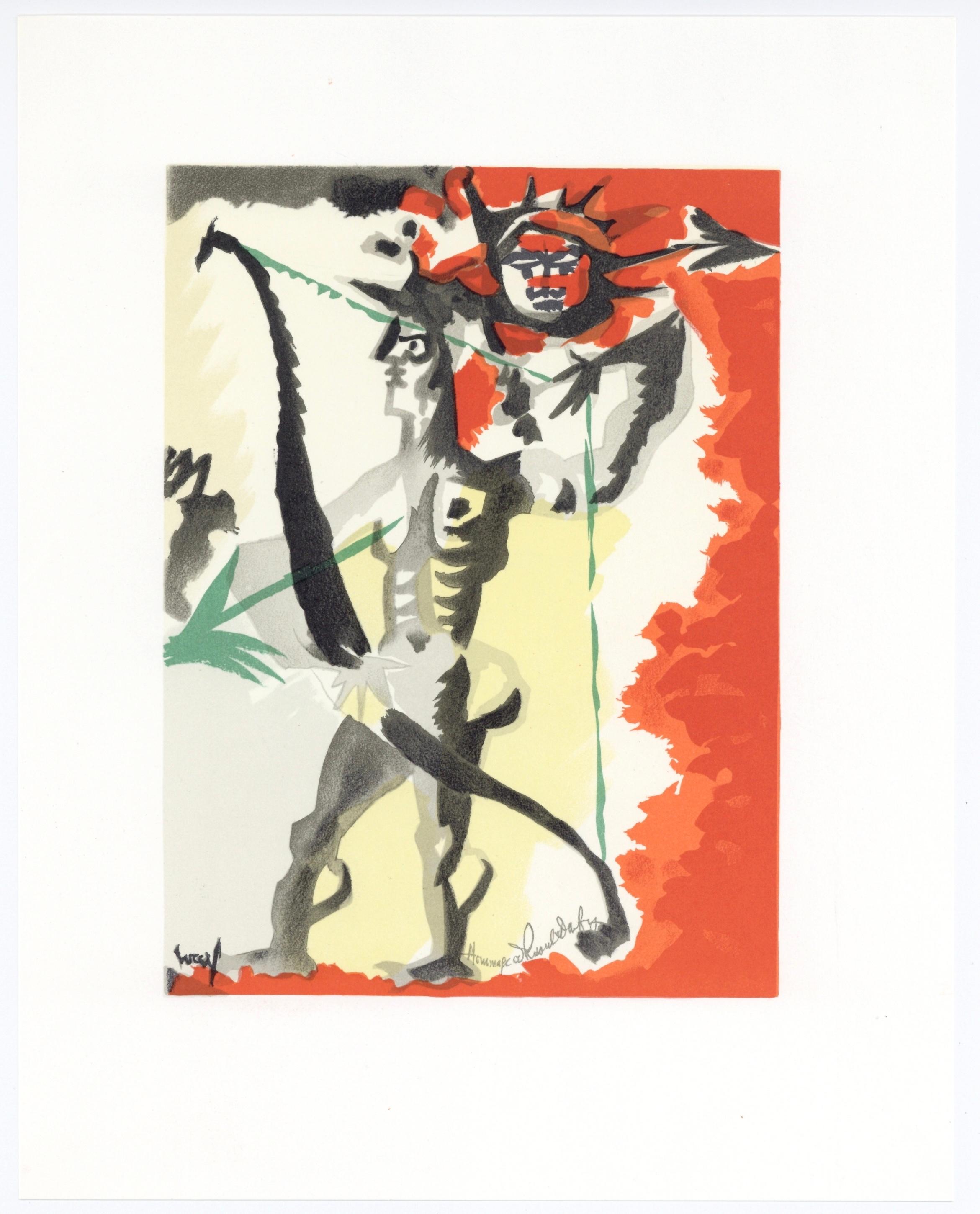 Litografía sobre papel vélin Arjomari. Tamaño del papel: 11,75 x 9,375 pulgadas. Inscripción: Firmada en la plancha y sin numerar, tal como se emitió. Notas: Del folio Lettre à mon peintre Raoul Dufy, 1965. Publicado por la Librairie académique