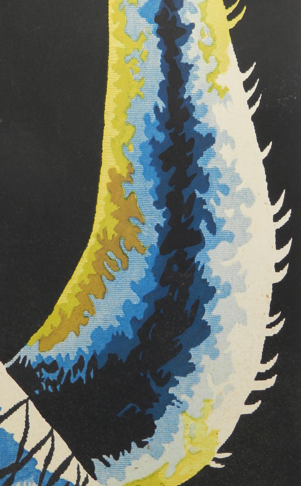 Jean Lurcat Lithograph Coq Guerrier Hand Signed c1950-1960 unframed on card 2