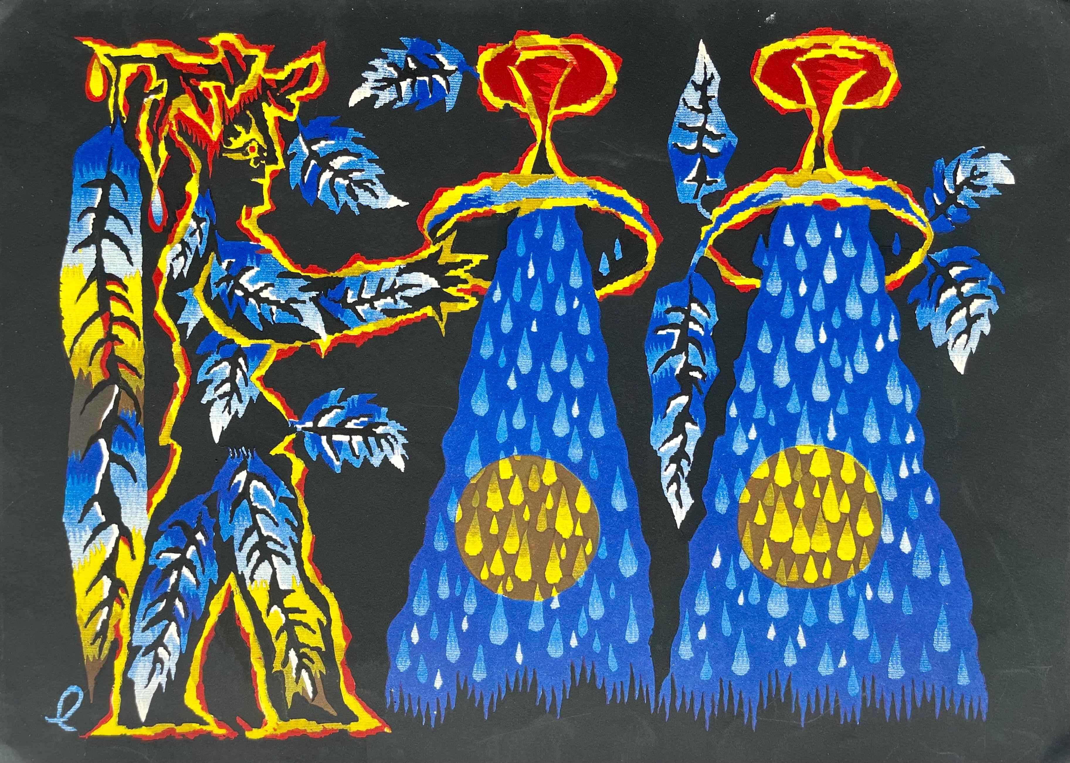 Figurative Print de Jean Lurcat - Le Verseau (Acuario), Les Signes du zodiaque, Jean Lurçat