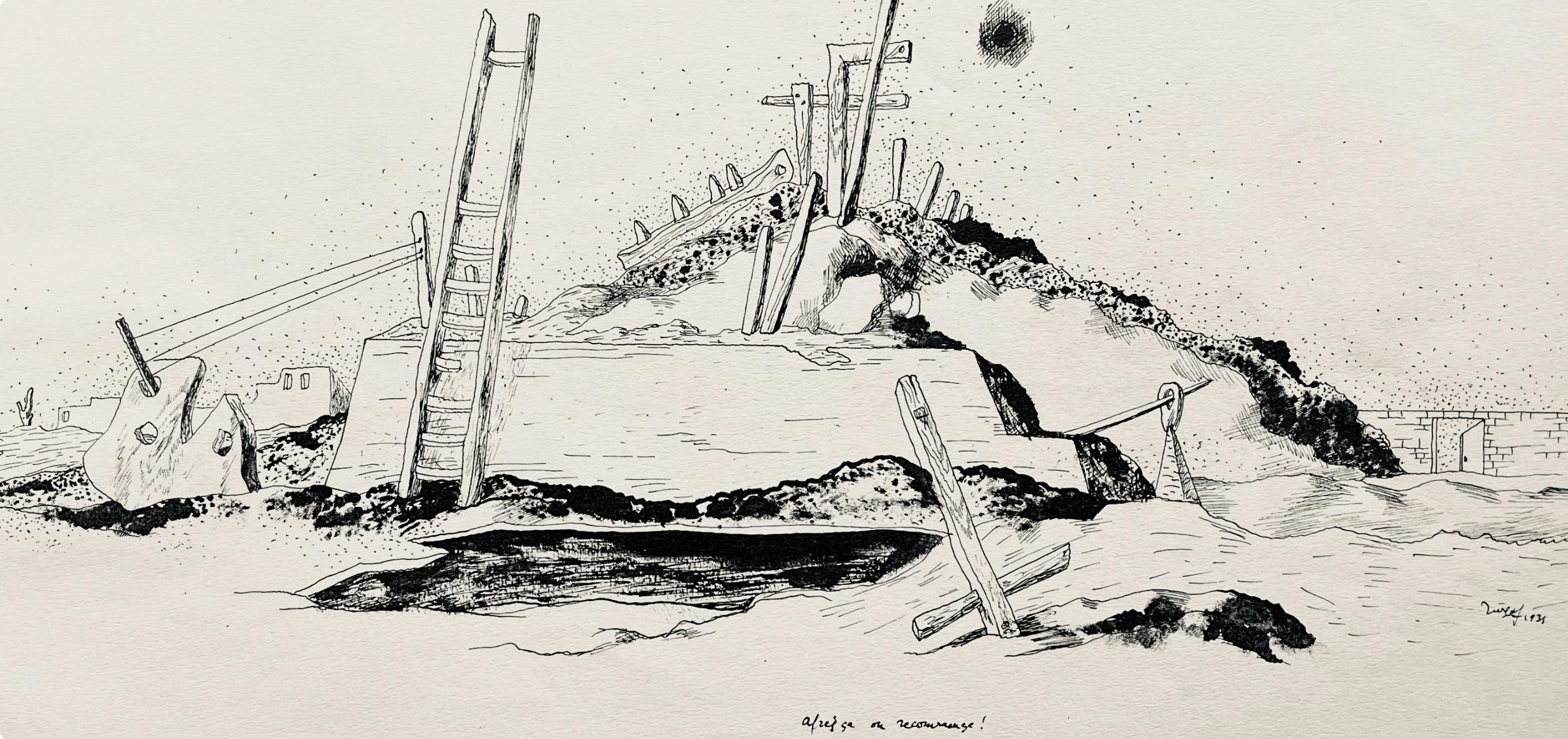 Lurçat, aprèsça on recommence, huit dessins à la plume (after) - Print by Jean Lurcat