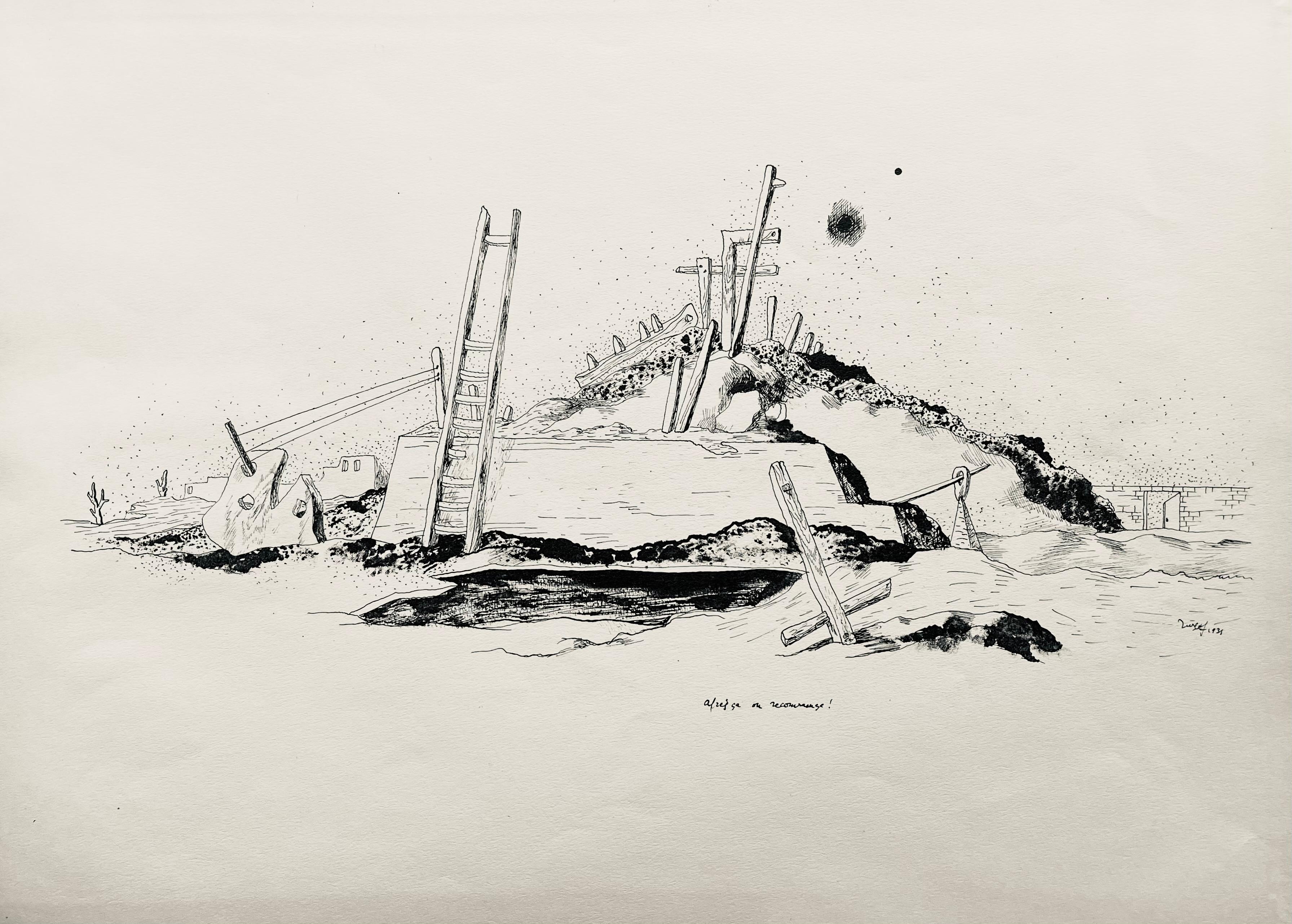 Lurçat, aprèsça on recommence, huit dessins à la plume (después)