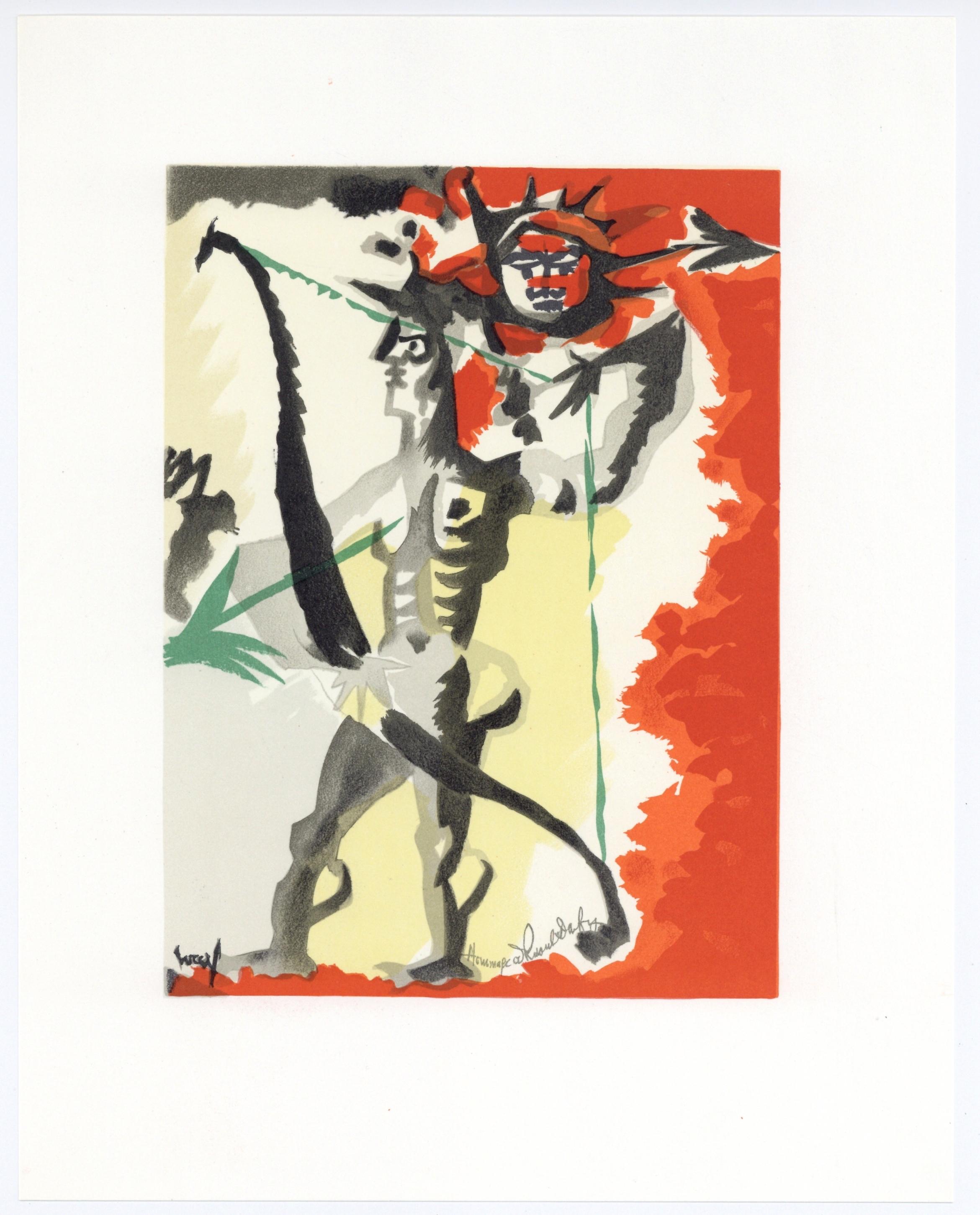 Medium: Lithograph on vélin d'Arches Arjomari paper
Year: 1965
Paper Size: 11.81 x 9.45 inches
Inscription: Signed in the plate and unnumbered, as issued
Notes: From the folio, Lettre à mon peintre Raoul Dufy, 1965. Published by Librairie académique