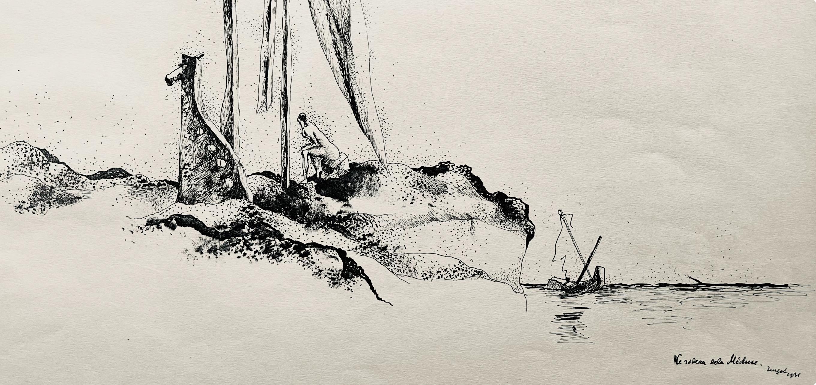 Lurçat, le radeau de la méduse, huit dessins à la plume (after) - Print by Jean Lurcat