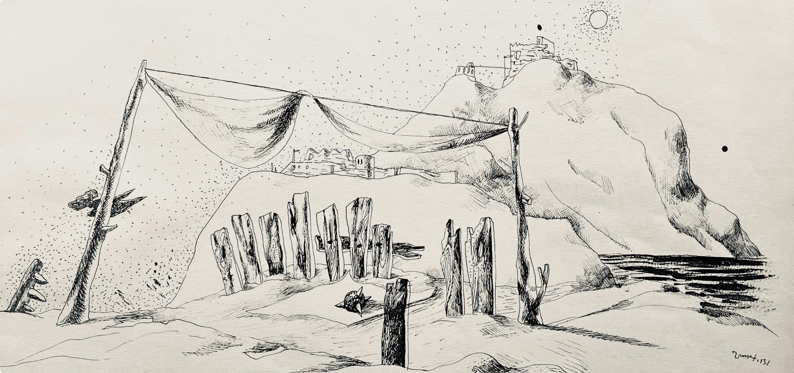 Lurçat, le seigneur individu, huit dessins à la plume (after) - Print by Jean Lurcat