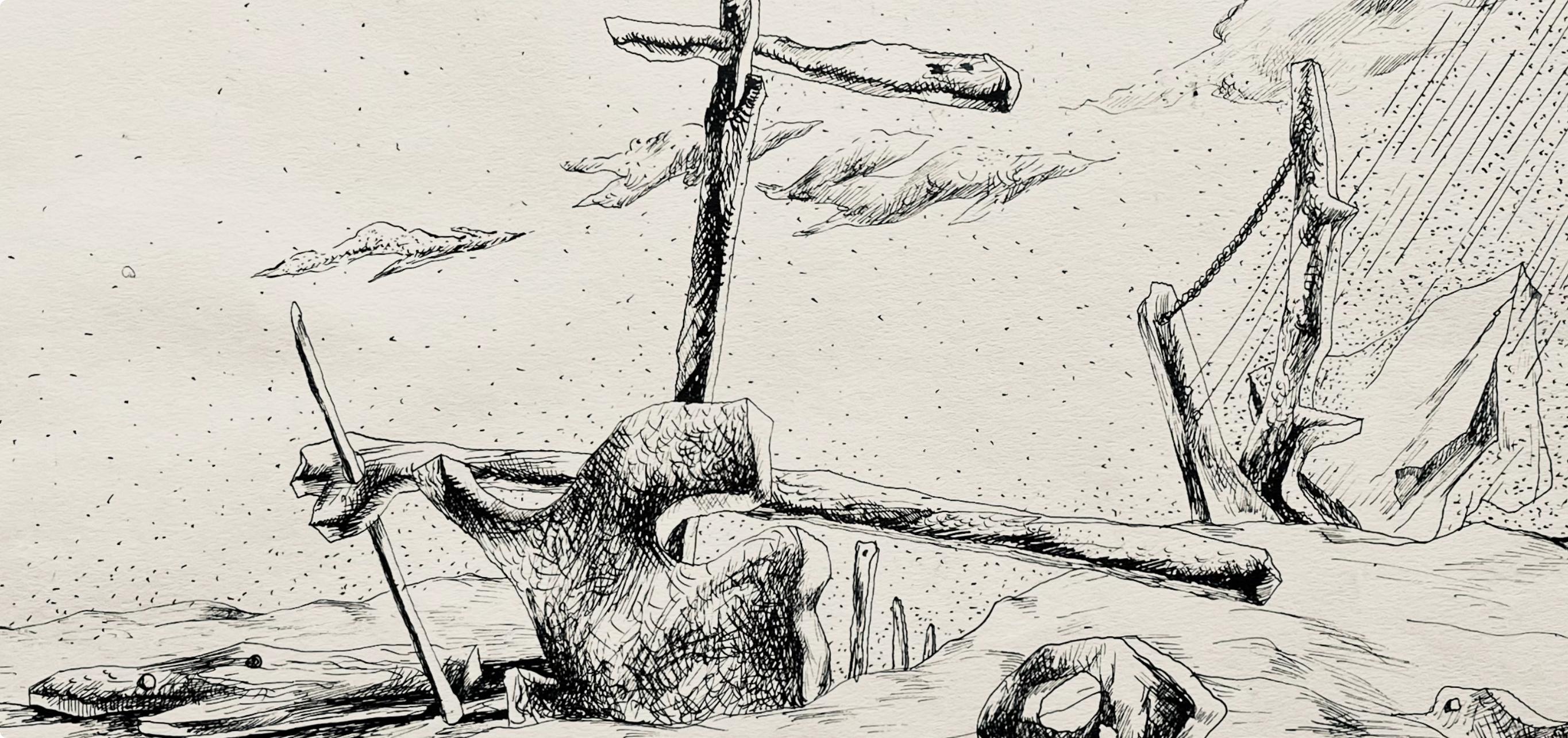 Lurçat, noblesses européennes, huit dessins à la plume (after) - Surrealist Print by Jean Lurcat