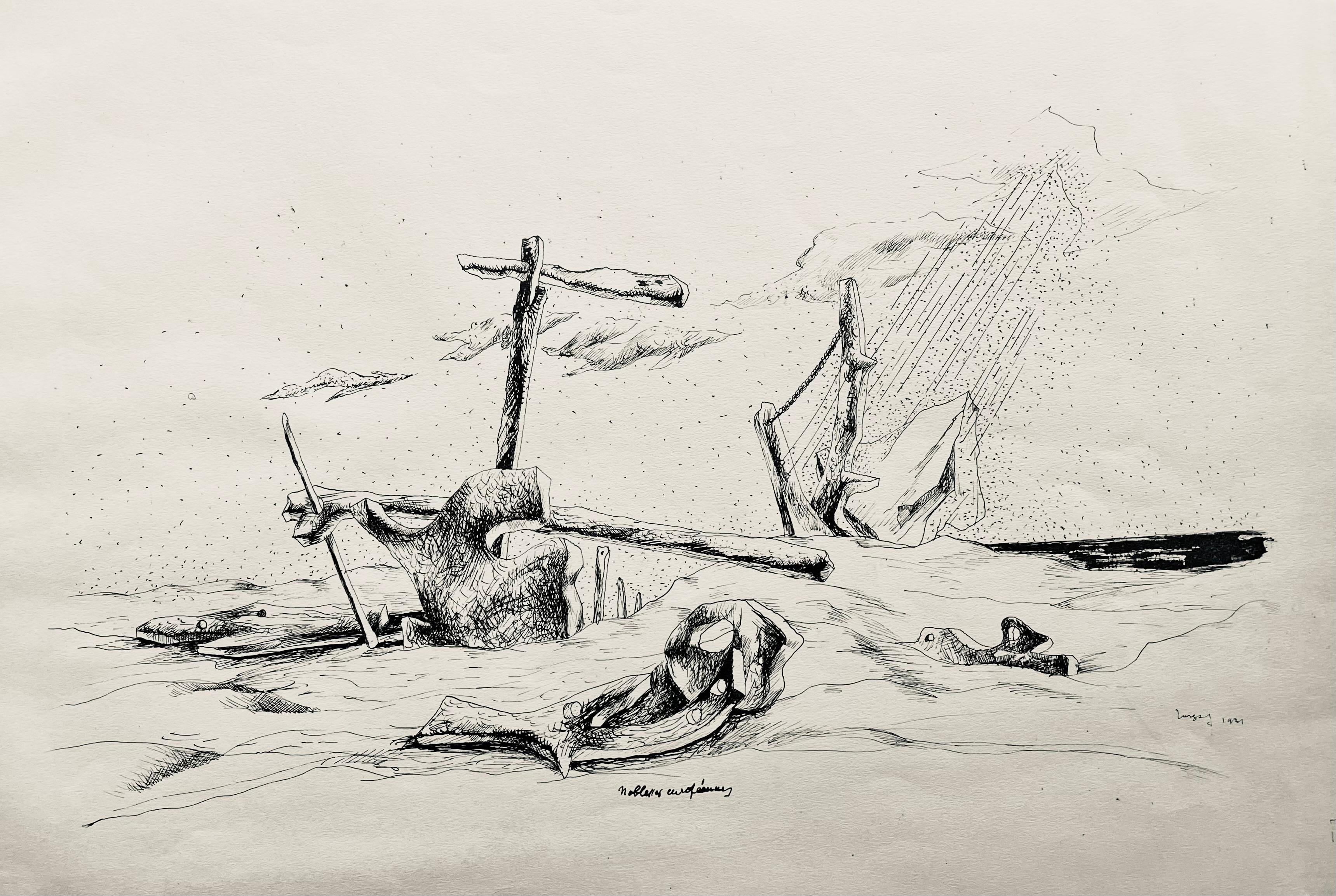 Lurçat, noblesses européennes, huit dessins à la plume (después)