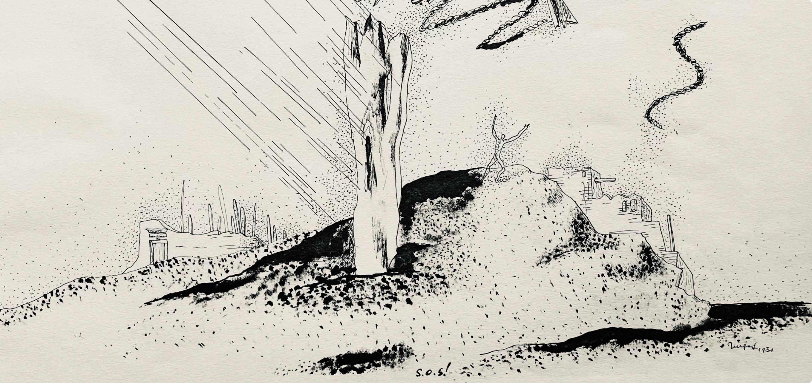 Lurçat, s.o.s., huit dessins à la plume (after) - Print by Jean Lurcat