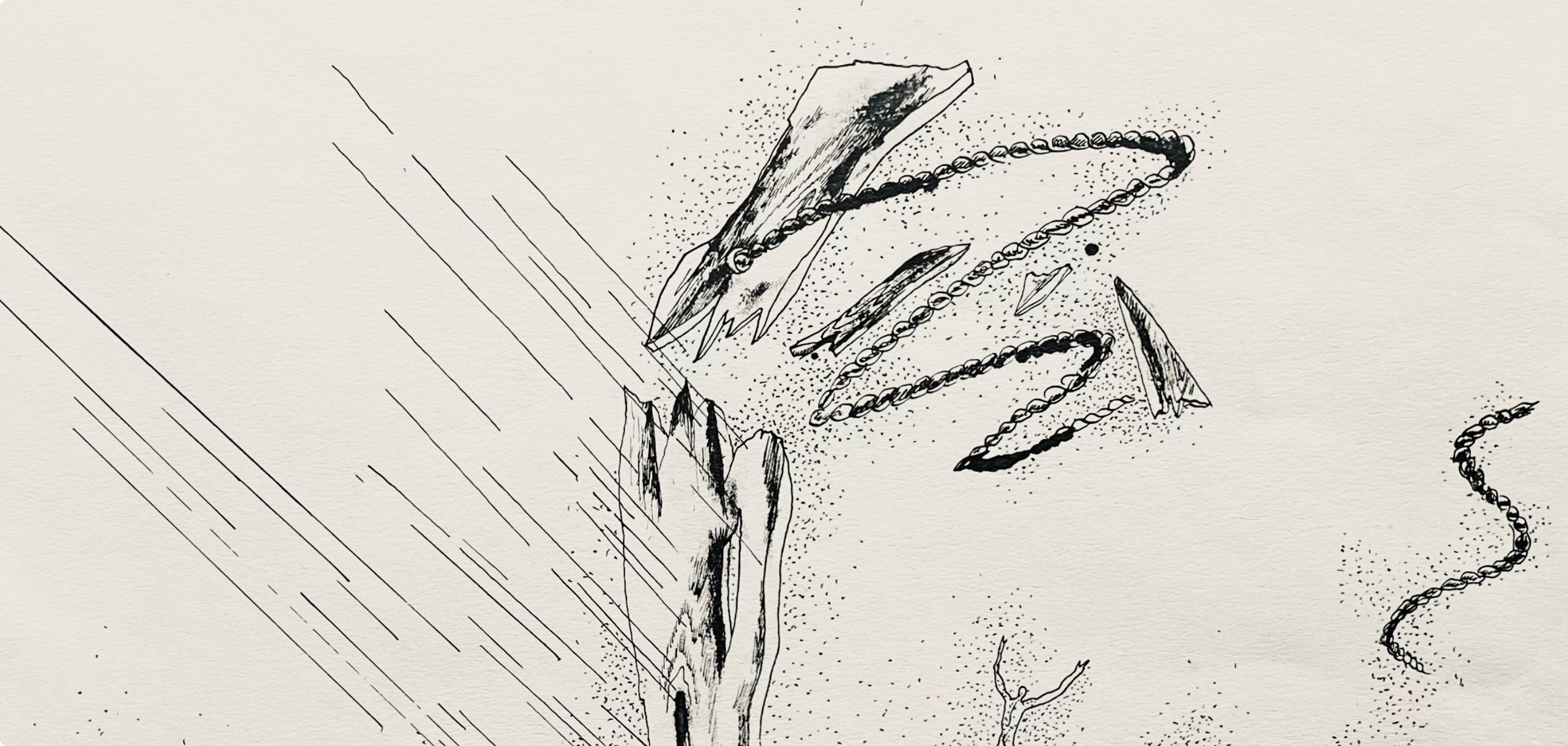 Lurçat, s.o.s., huit dessins à la plume (after) - Beige Figurative Print by Jean Lurcat