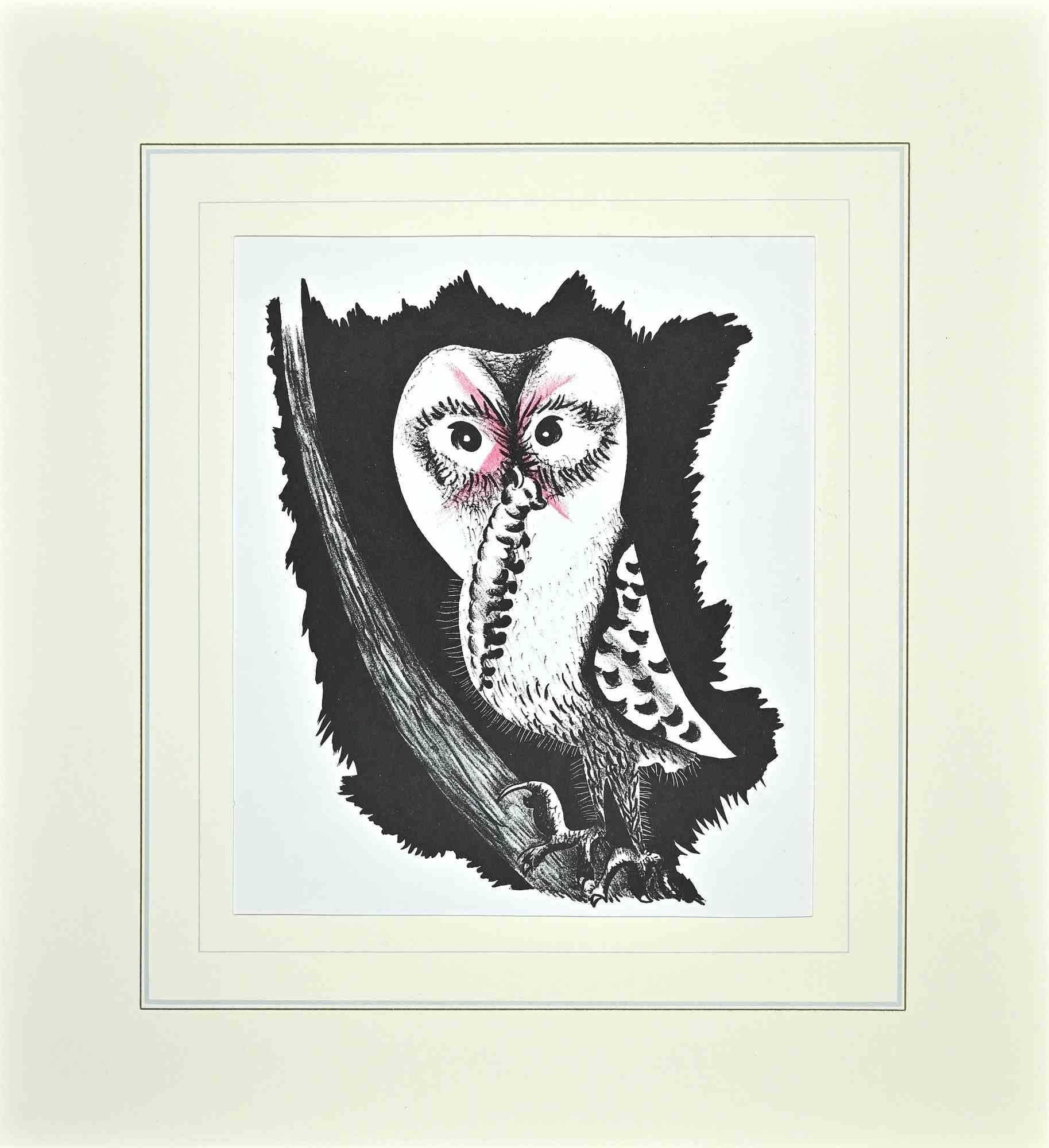 Jean Lurcat Figurative Print - Owl - Original Lithograph By Jean Lurçat - 1948