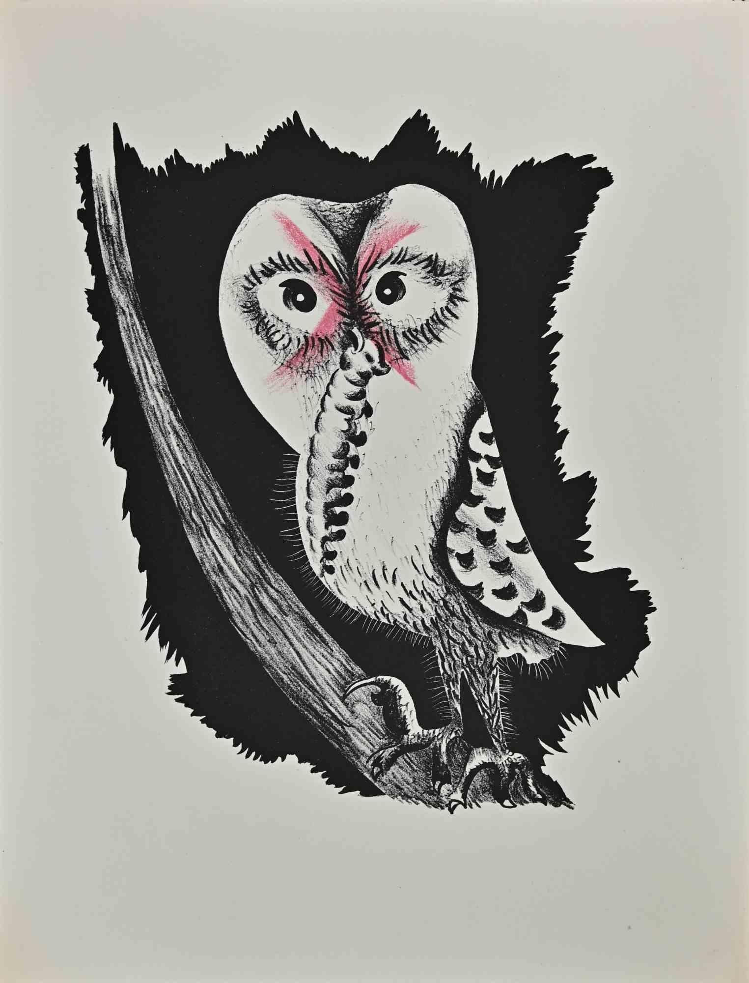 Jean Lurcat Print - Owl - Woodcut by Jean Lurçat - 1948