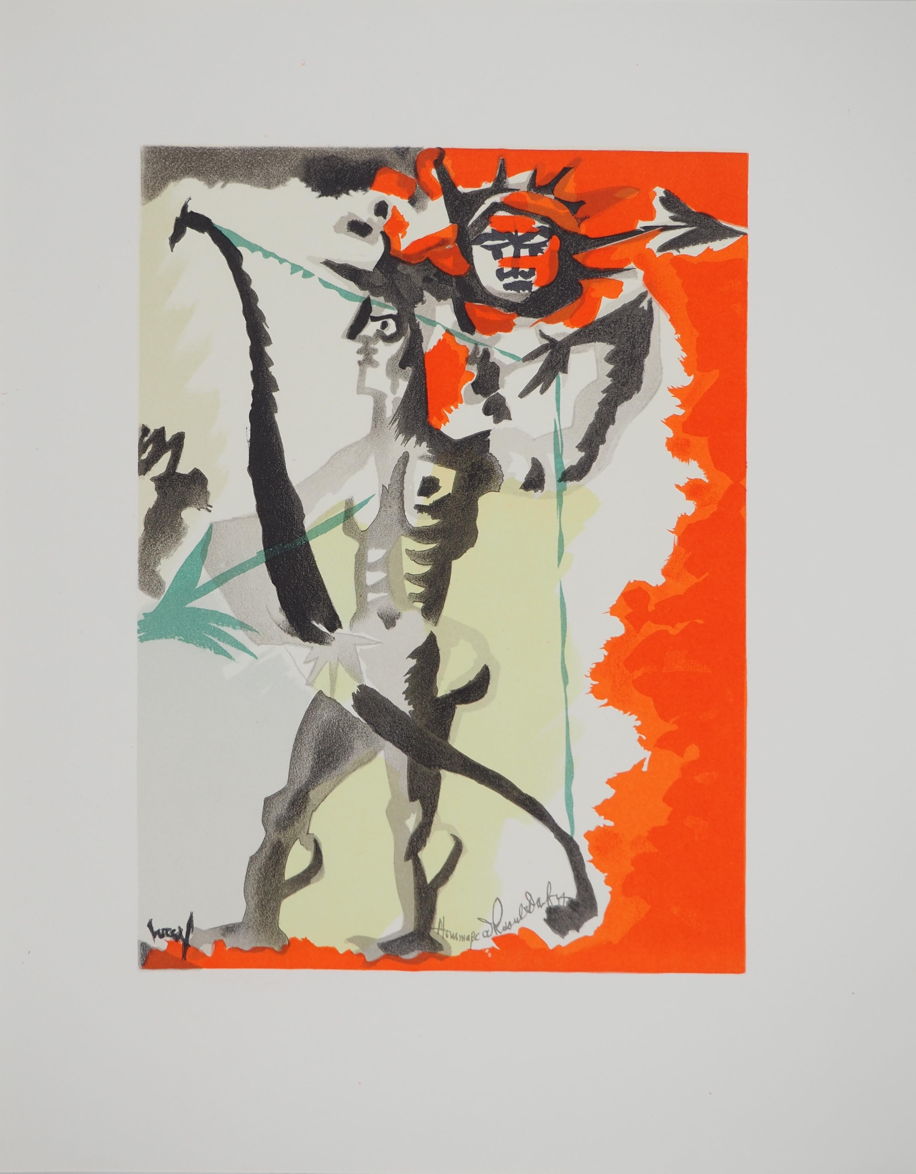 Jean Lurcat Abstract Print - Sport : The Surrealist Archer - Original Lithograph (Mourlot)