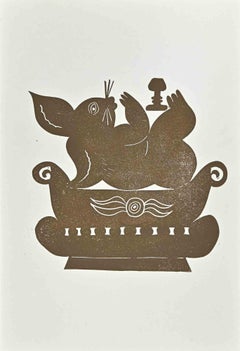 The Rabbit in Vase - Lithograph By Jean Lurçat - Mid-20th Century