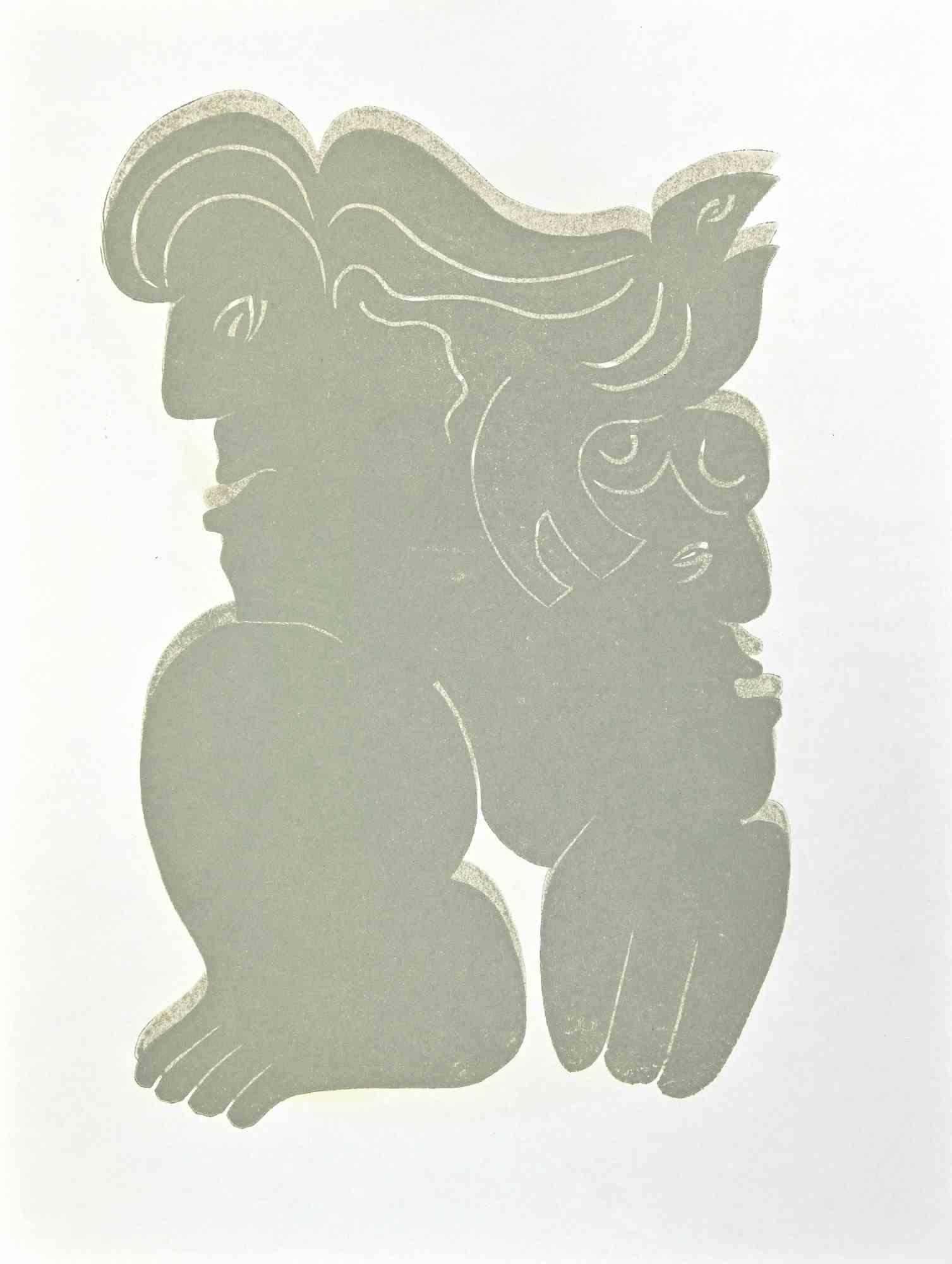 Figurative Print Jean Lurcat - La femme robuste - Lithographie de Jean Lurat - Milieu du XXe siècle