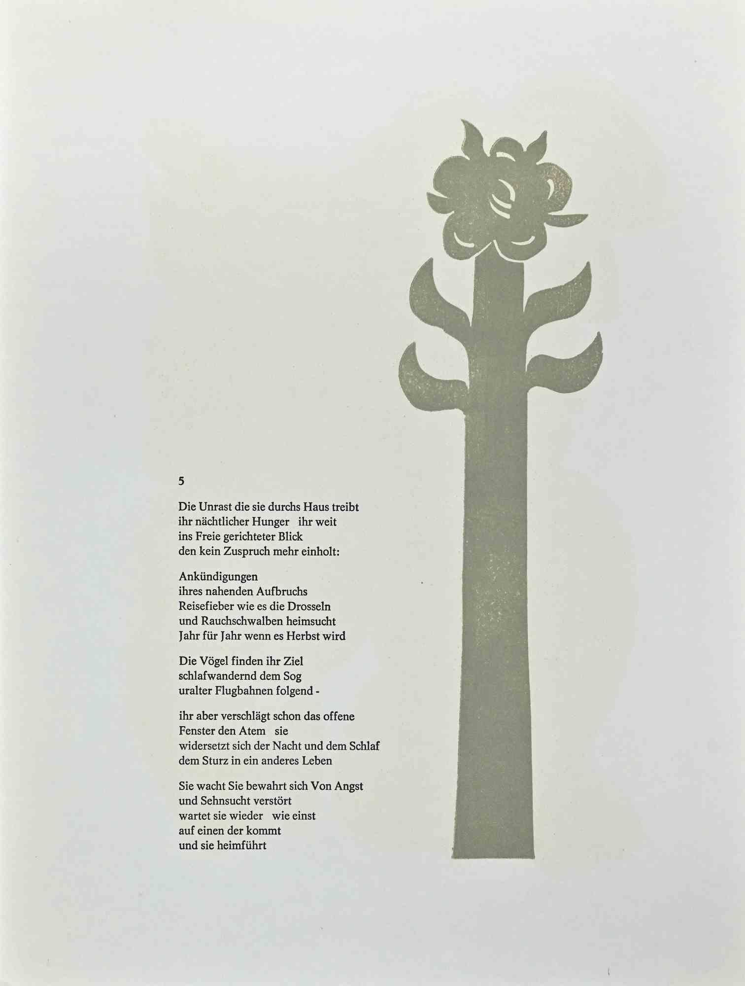 The Tree with Poem - Lithograph By Jean Lurçat - Mid-20th Century