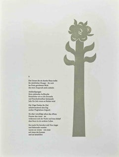 Vintage The Tree with Poem - Lithograph By Jean Lurçat - Mid-20th Century