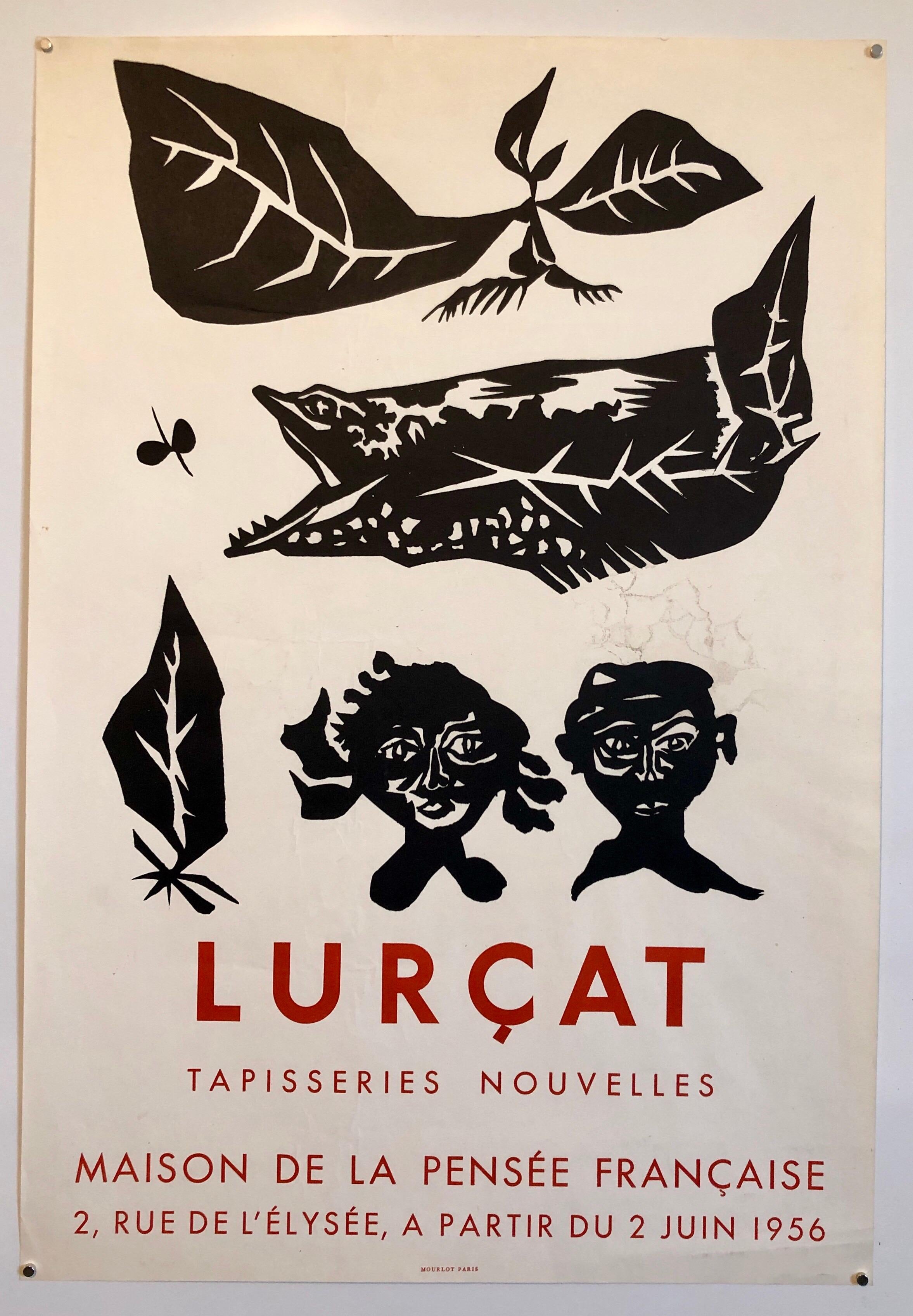 Vintage 1956 French Modernist Mourlot Lithograph Exhibition Poster Jean Lurcat  3
