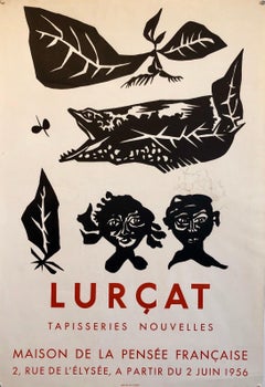 Vintage 1956 French Modernist Mourlot Lithograph Exhibition Poster Jean Lurcat 