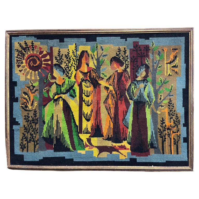 ART XXe GOUACHE ORIGINALE Projet Tapisserie DLG JEAN LURCAT Ca 1950 Les Fileuses