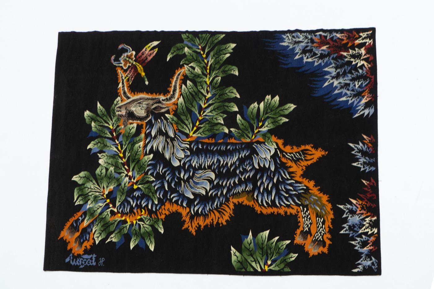 Mid-Century Modern Jean Lurçat Woolen Tapestry, “Le Bouc Blue” – France 1950s For Sale