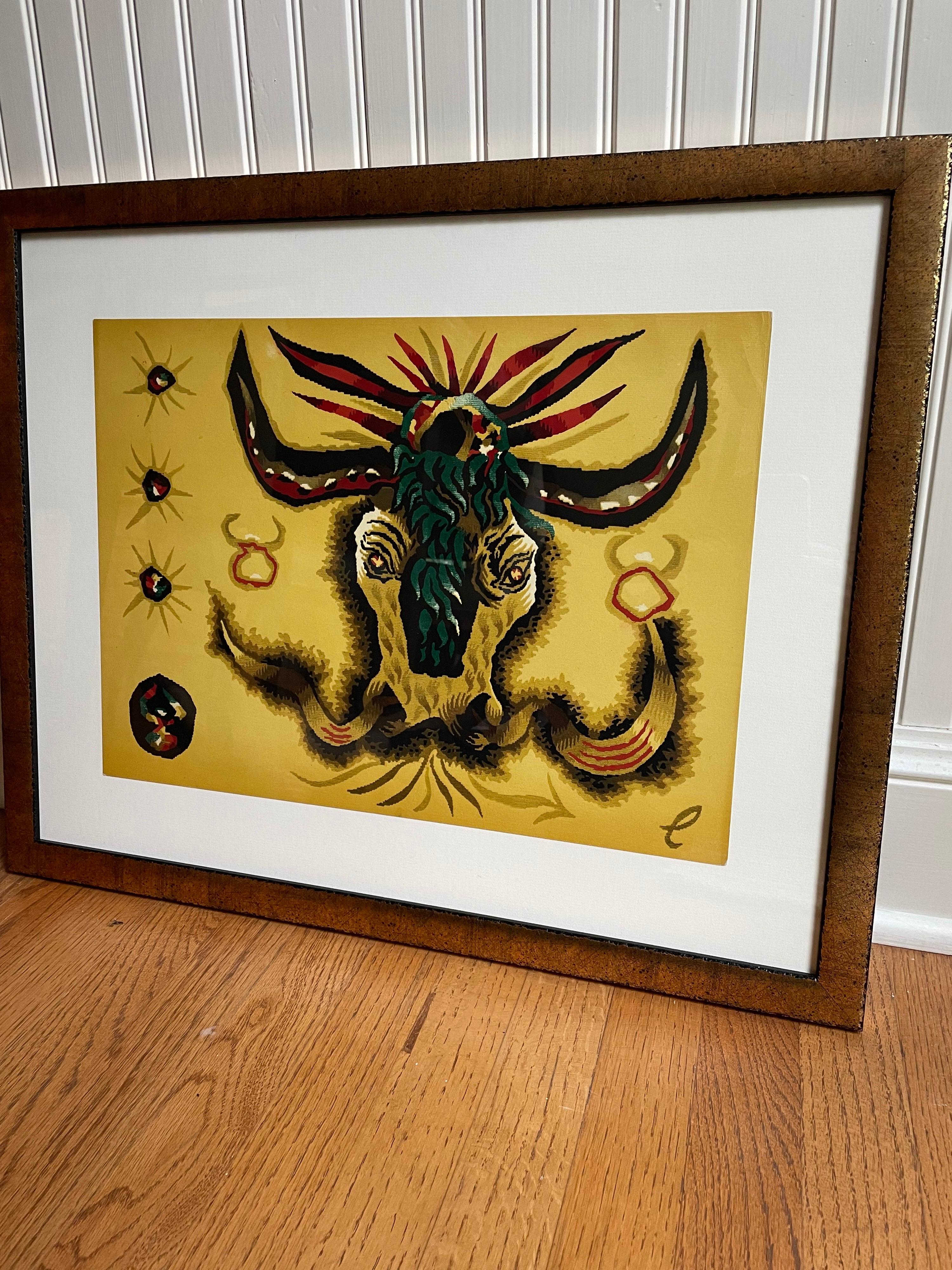 Taurus tapestry zodiac lithograph by Jean Lurcat.