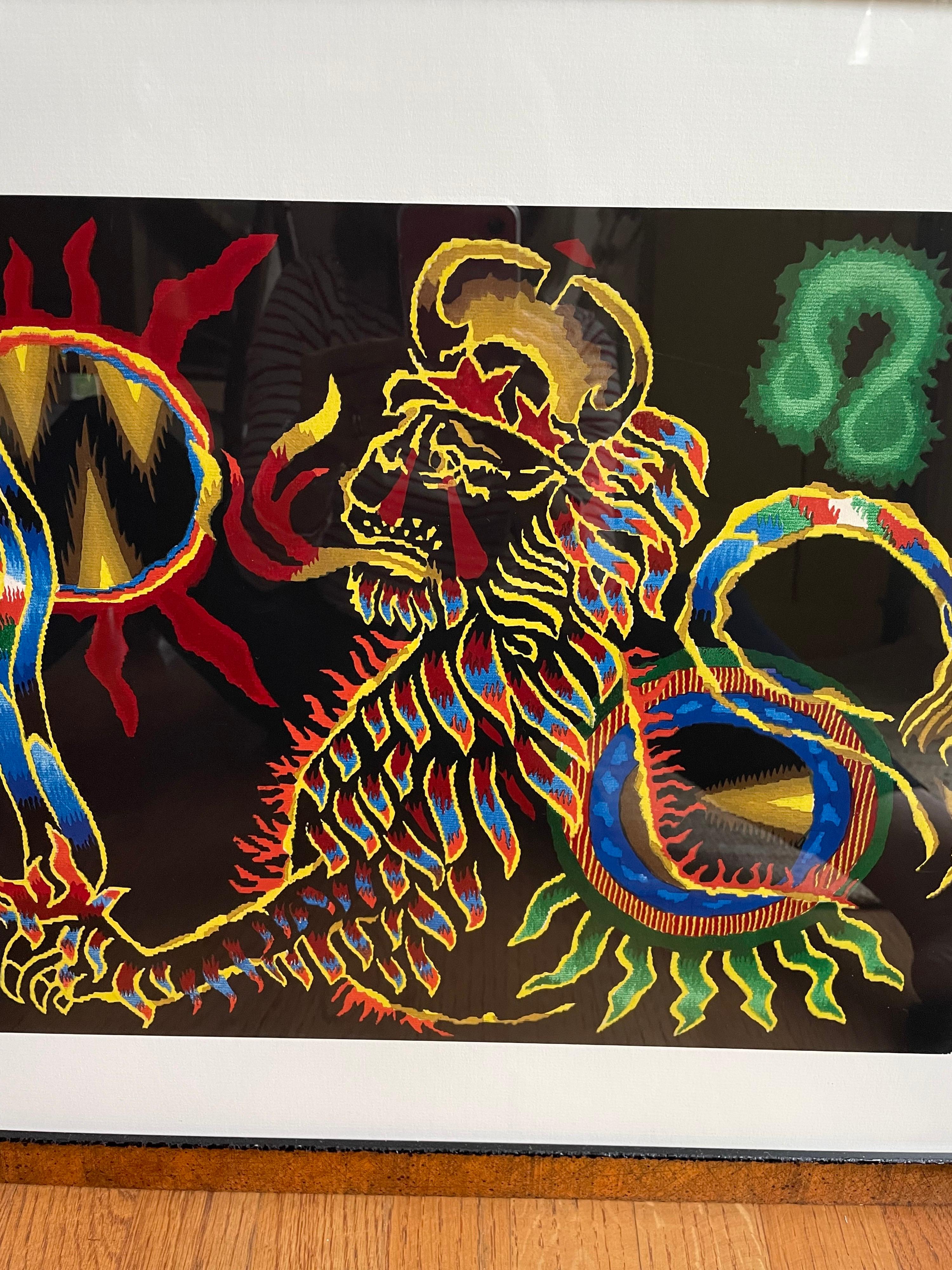 Jean Lurcat Zodiac Tapestry Lithograph, Leo In Good Condition For Sale In Chicago, IL