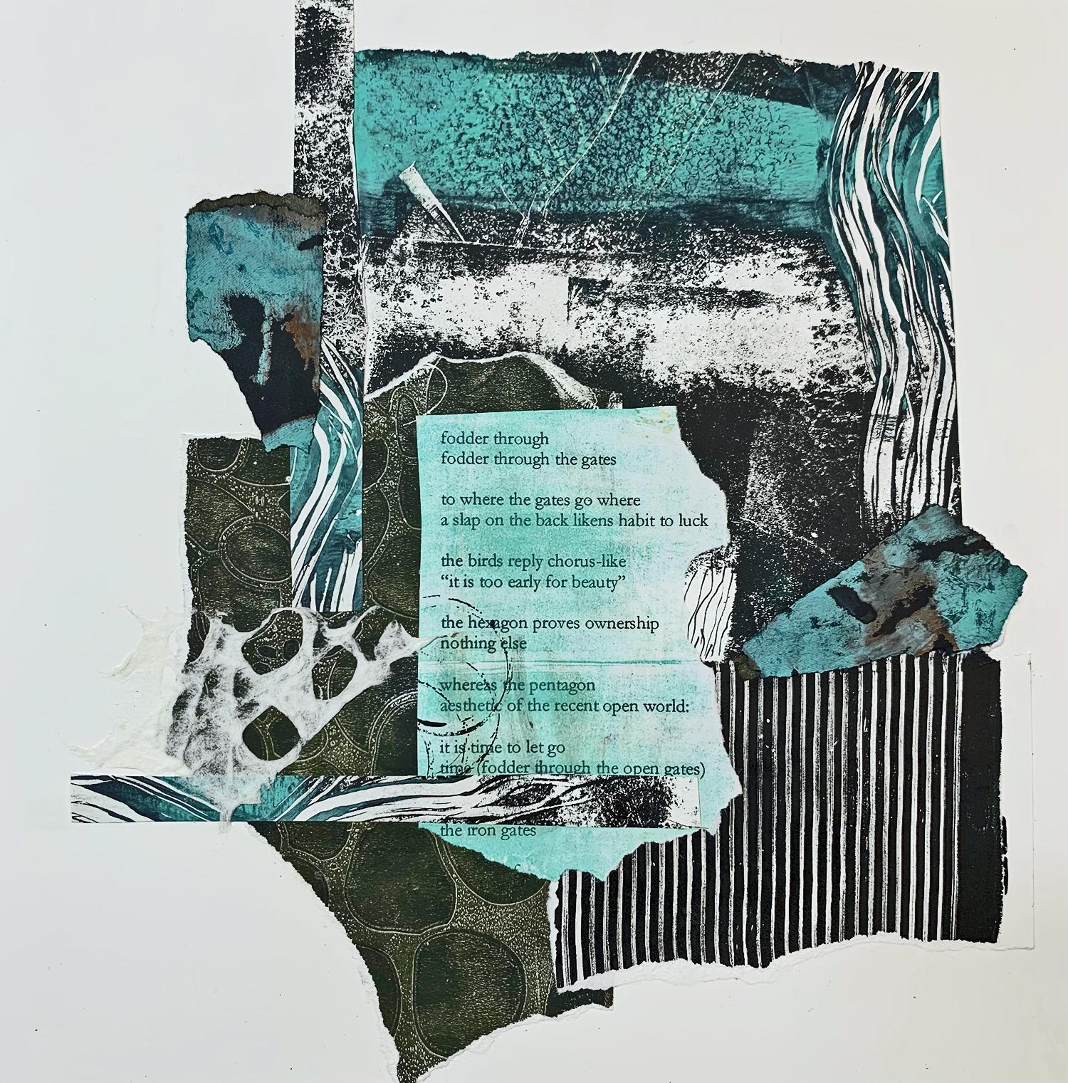 Abstrakte Collage-Formen, Mischtechnik auf Aquarellpapier – Mixed Media Art von Jean Lurssen