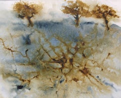 Abstrakte Landschaft I, Mischtechnik auf Aquarellpapier
