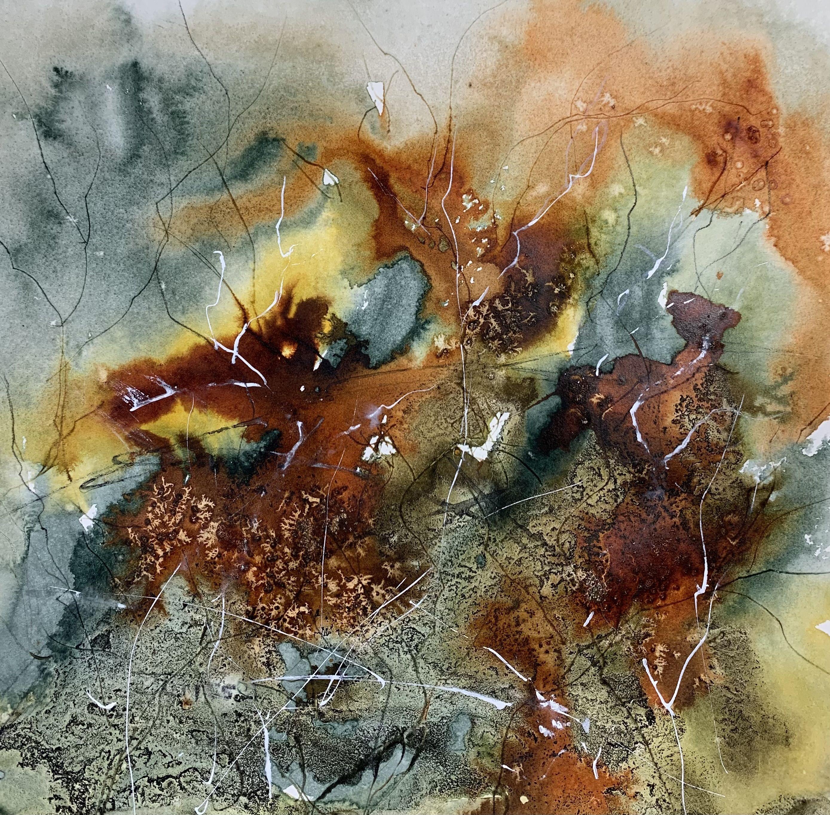 Abstract Shapes, Mixed Media on Watercolor Paper - Mixed Media Art by Jean Lurssen