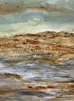 Landscape Striations, Mixed Media on Watercolor Paper