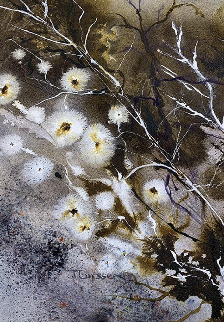 Night Blooms, Mixed Media on Watercolor Paper - Mixed Media Art by Jean Lurssen