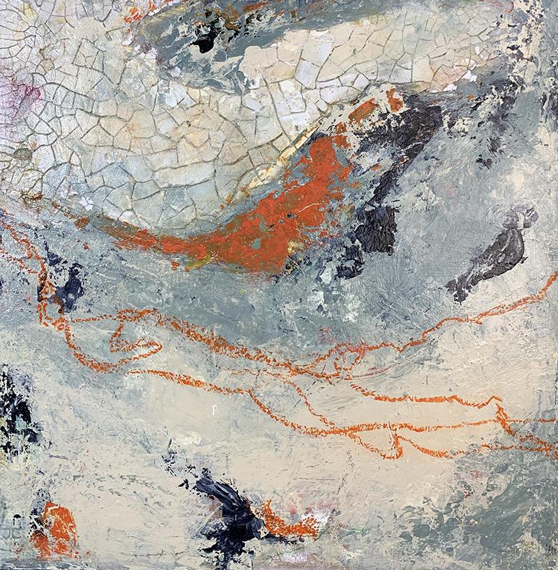 Serendipity, Mischtechnik auf Holzplatte – Mixed Media Art von Jean Lurssen
