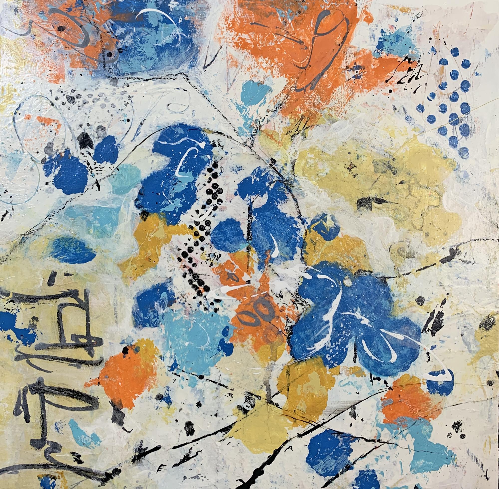 Jean Lurssen Abstract Painting - Summer, Painting, Acrylic on Wood Panel