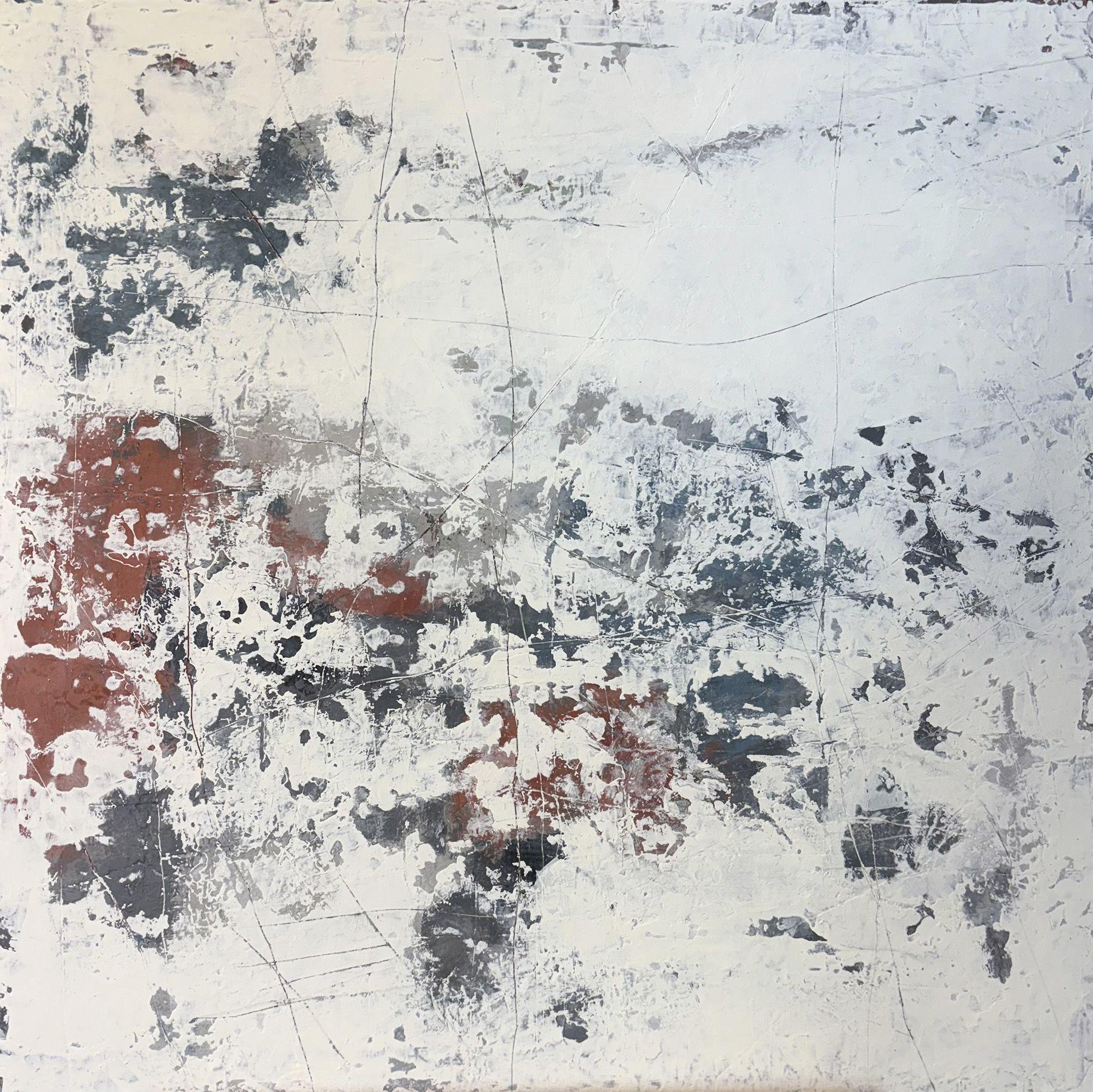 Jean Lurssen Abstract Painting - Weathered Whimsy, Painting, Acrylic on Wood Panel