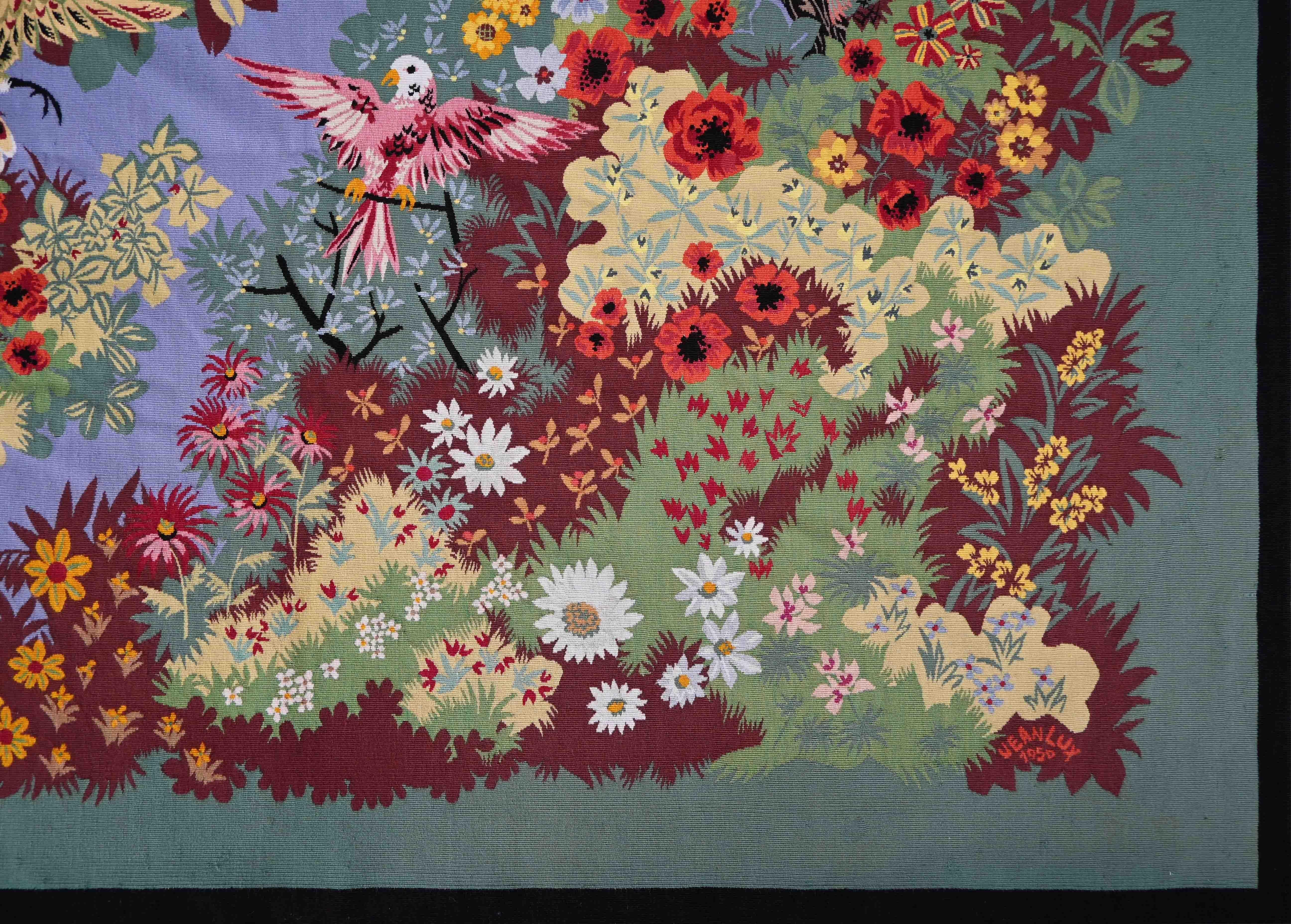 Jean Lux (20. Jahrhundert) Französischer Aubusson-Wandteppich, Atelier Pinton - N° 1490 (Wolle) im Angebot