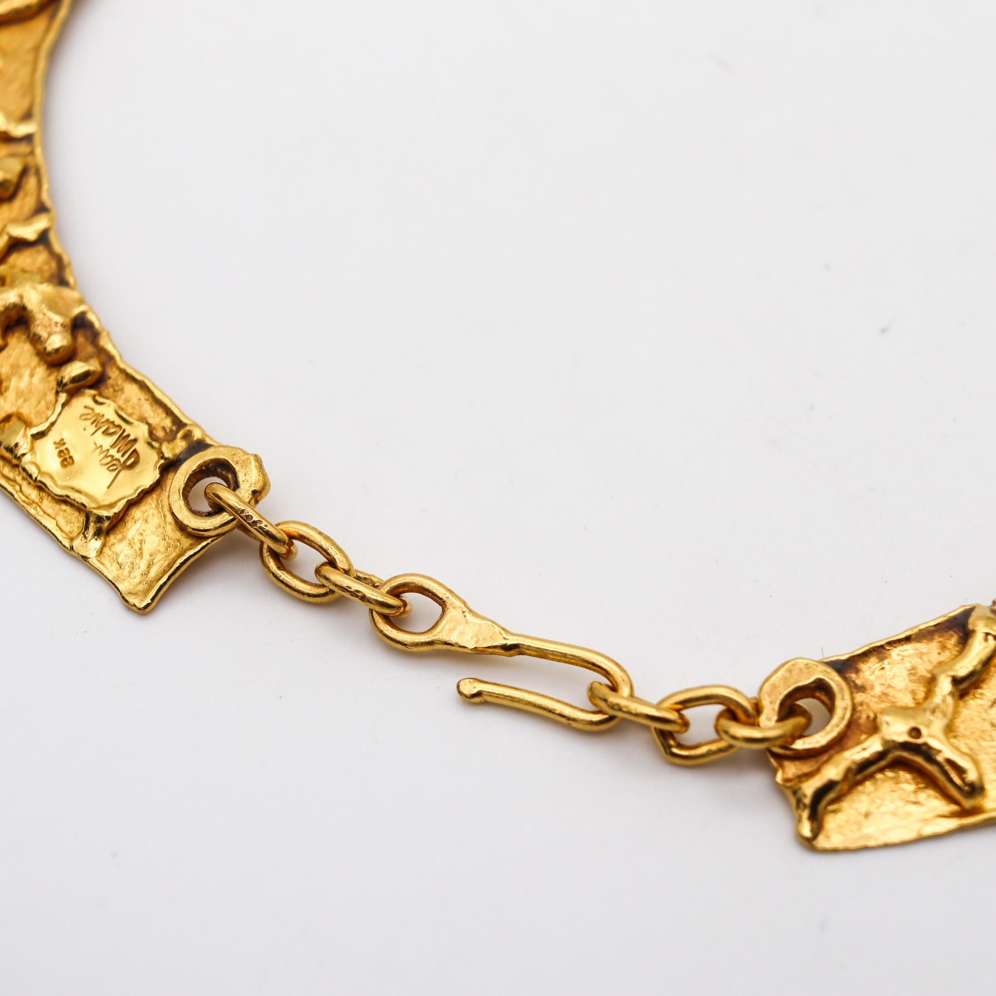 Jean Mahie 1970 Paris Sculptural Collar Necklace In Solid 22Kt Yellow Gold In Excellent Condition For Sale In Miami, FL