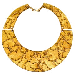 Jean Mahie Paris Collier sculptural en or jaune massif 22 carats, 1970