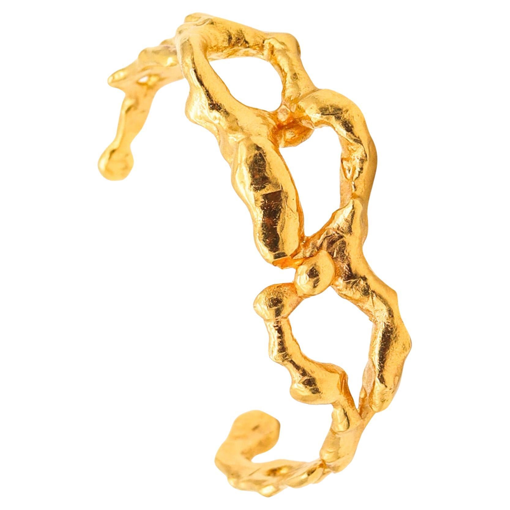 Jean Mahie 1970 Paris Sculptural Cuff Bracelet In Solid 22Kt Yellow Gold