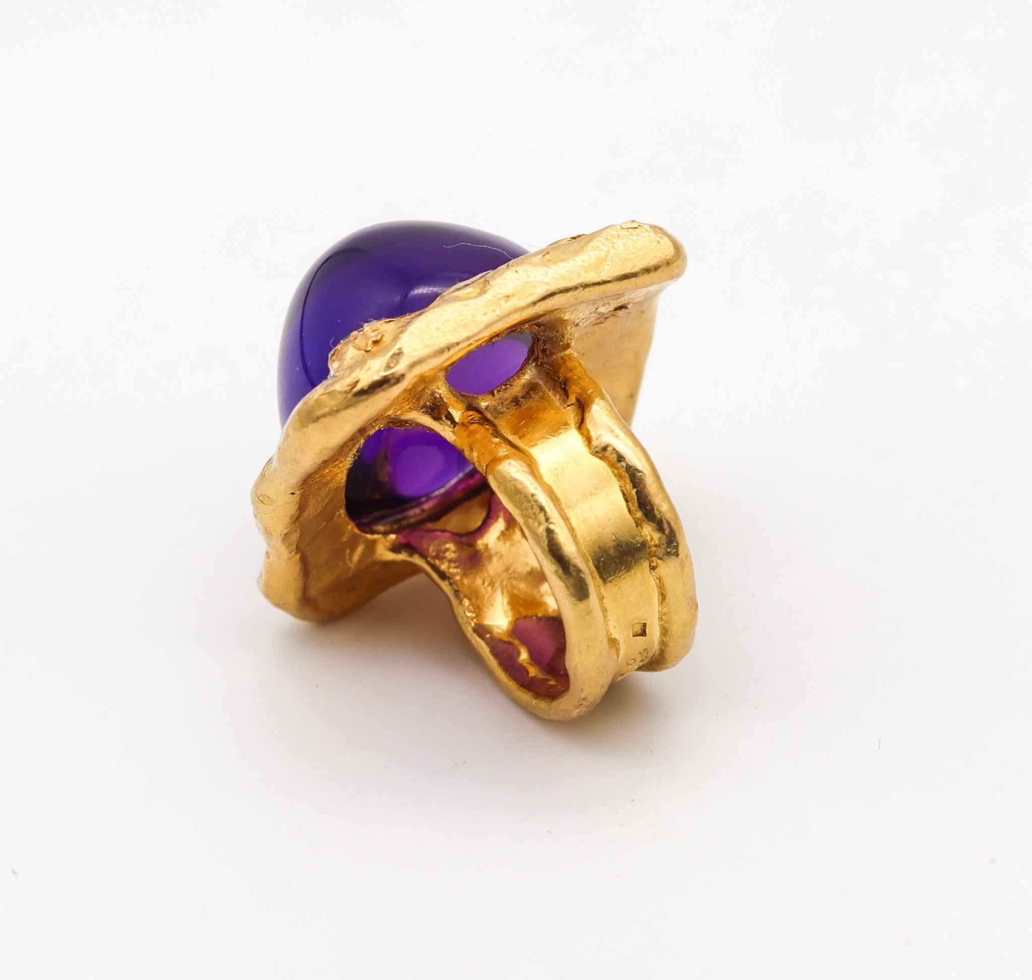 Jean Mahie 1977 Paris Rare Sculptural Cocktail Ring in Solid 22Kt Yellow Gold 2