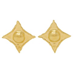 Jean Mahie, orecchini vintage in oro giallo 22 carati a forma di stella, anni
90